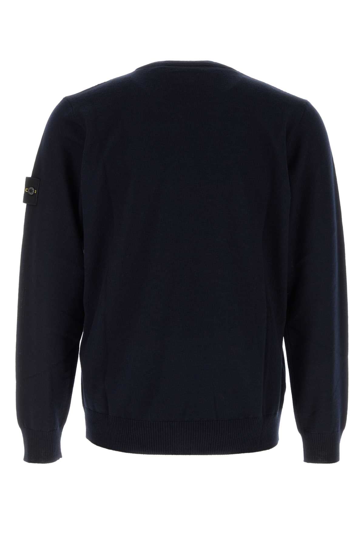 Stone Island Men Midnight Blue Wool Sweater STONE ISLAND