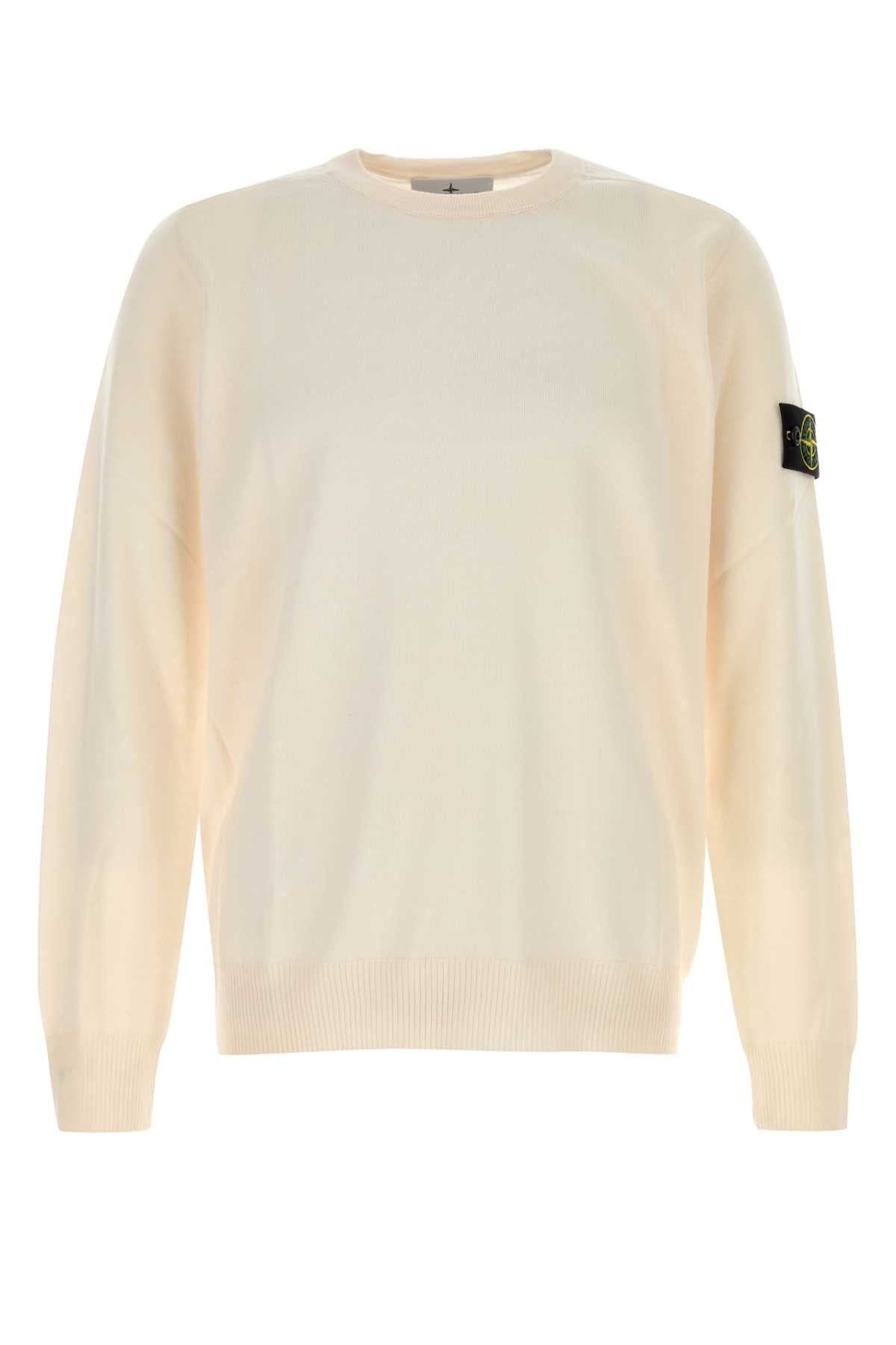 Stone Island Men Ivory Wool Sweater STONE ISLAND