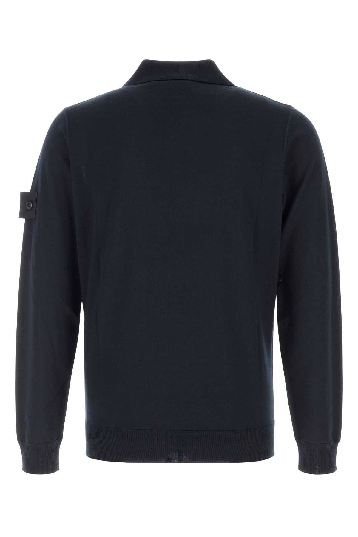 Stone Island Men Midnight Blue Wool Polo Shirt STONE ISLAND