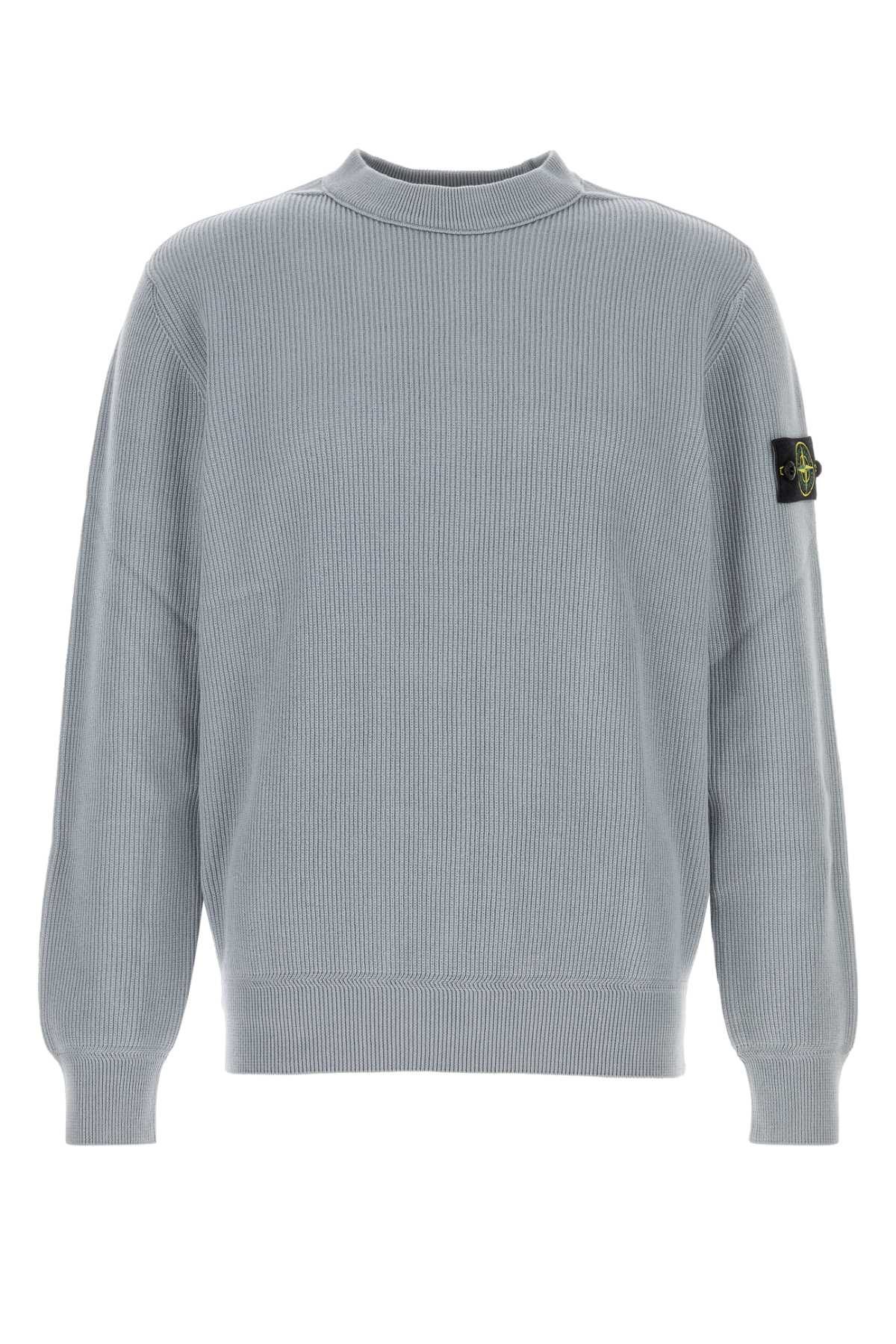Stone Island Men Powder Blue Cotton Sweater STONE ISLAND