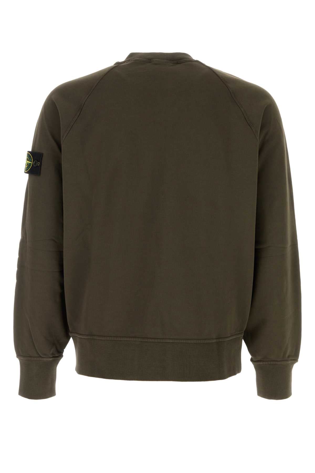Stone Island Men Khaki Cotton Sweatshirt STONE ISLAND