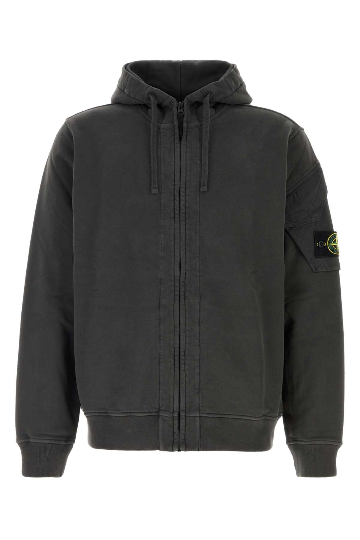 Stone Island Men Dark Grey Cotton Sweatshirt STONE ISLAND