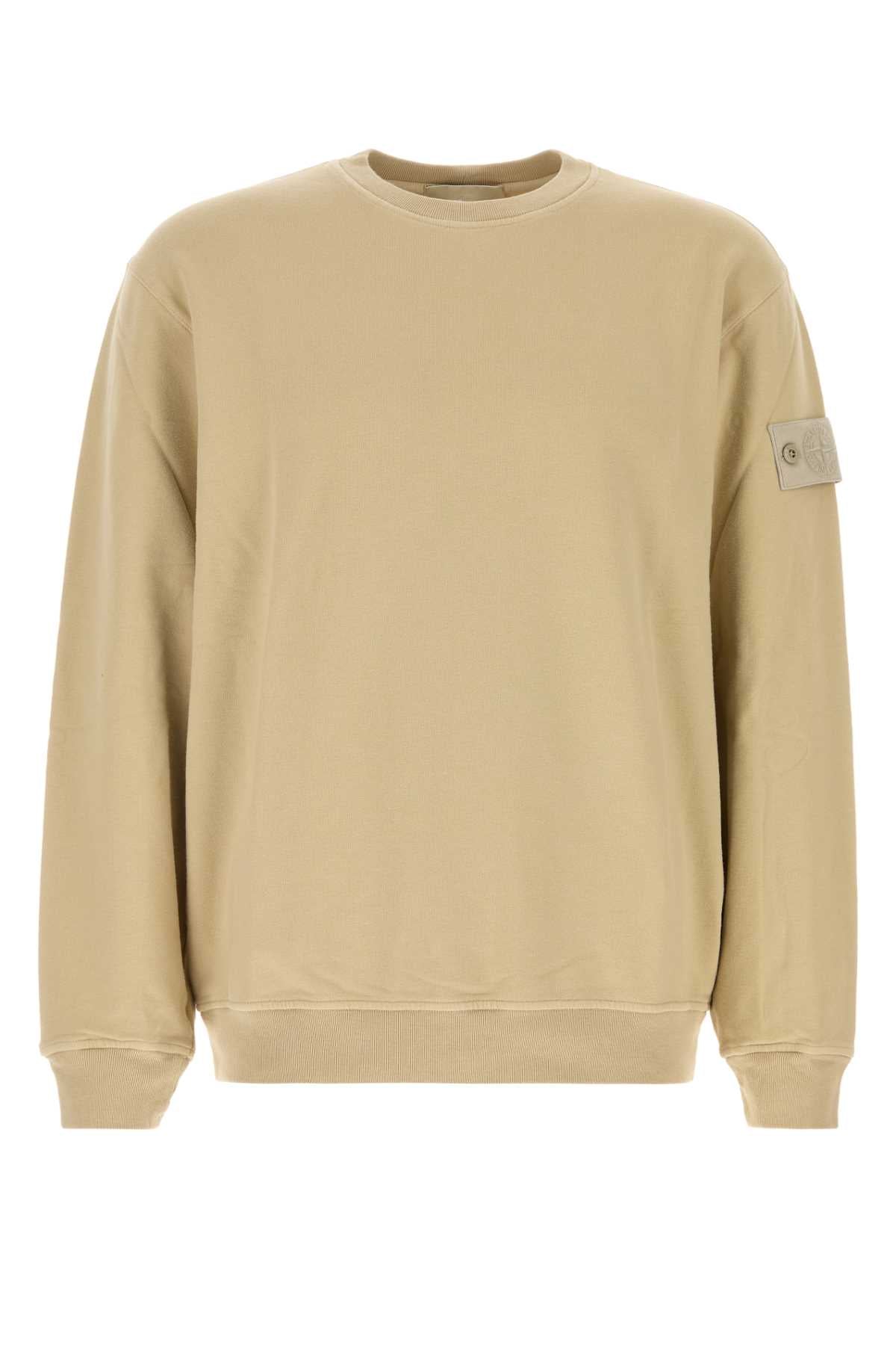 Stone Island Men Beige Stretch Cotton Sweatshirt STONE ISLAND