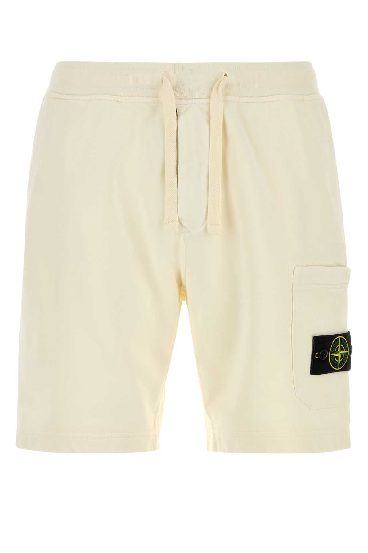 Stone Island Men Ivory Cotton Bermuda Shorts STONE ISLAND