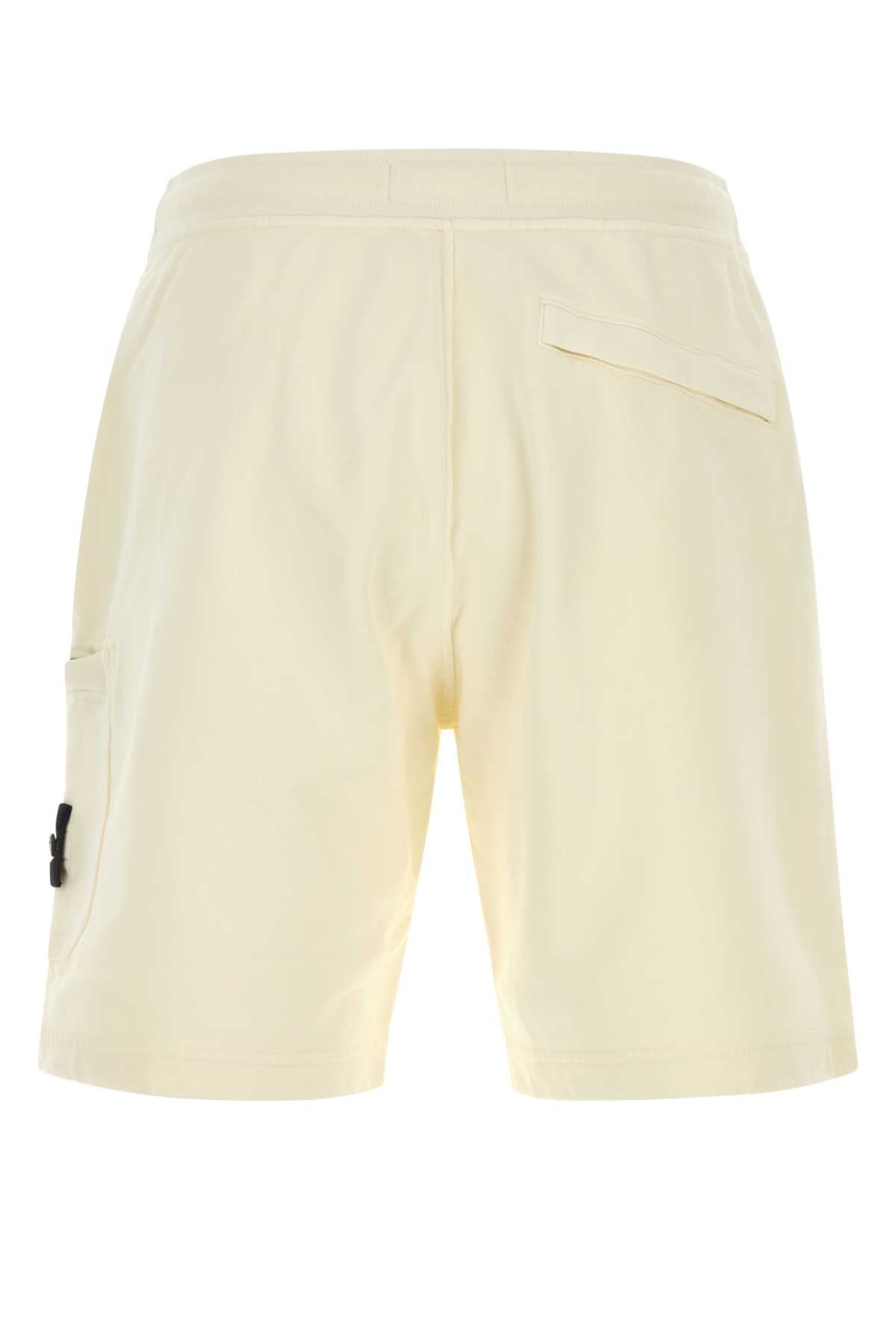 Stone Island Men Ivory Cotton Bermuda Shorts STONE ISLAND