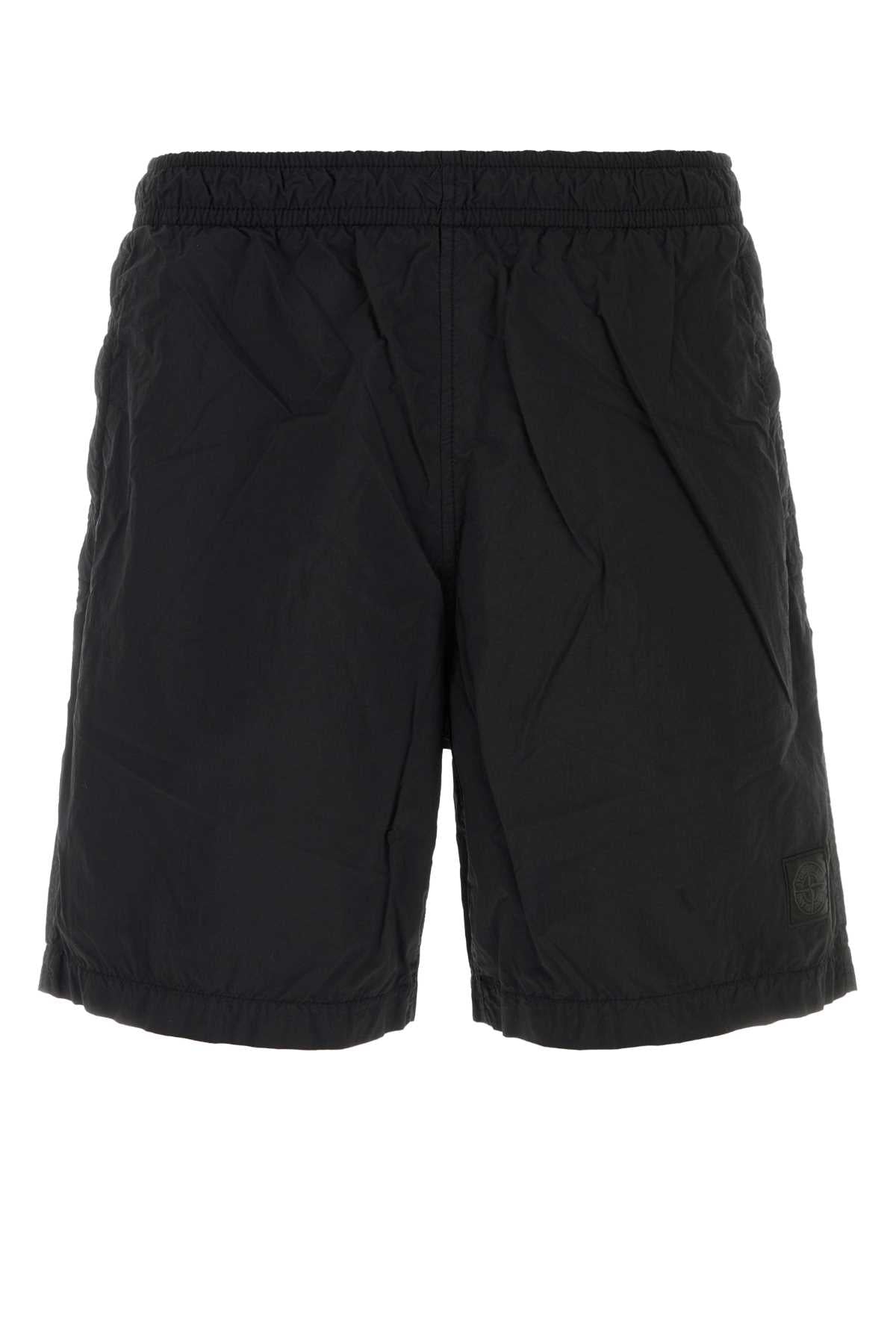 Stone Island Men Black Nylon Bermuda Shorts STONE ISLAND