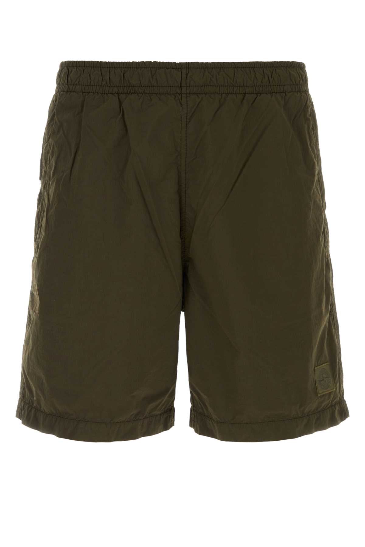 Stone Island Men Olive Green Nylon Bermuda Shorts STONE ISLAND