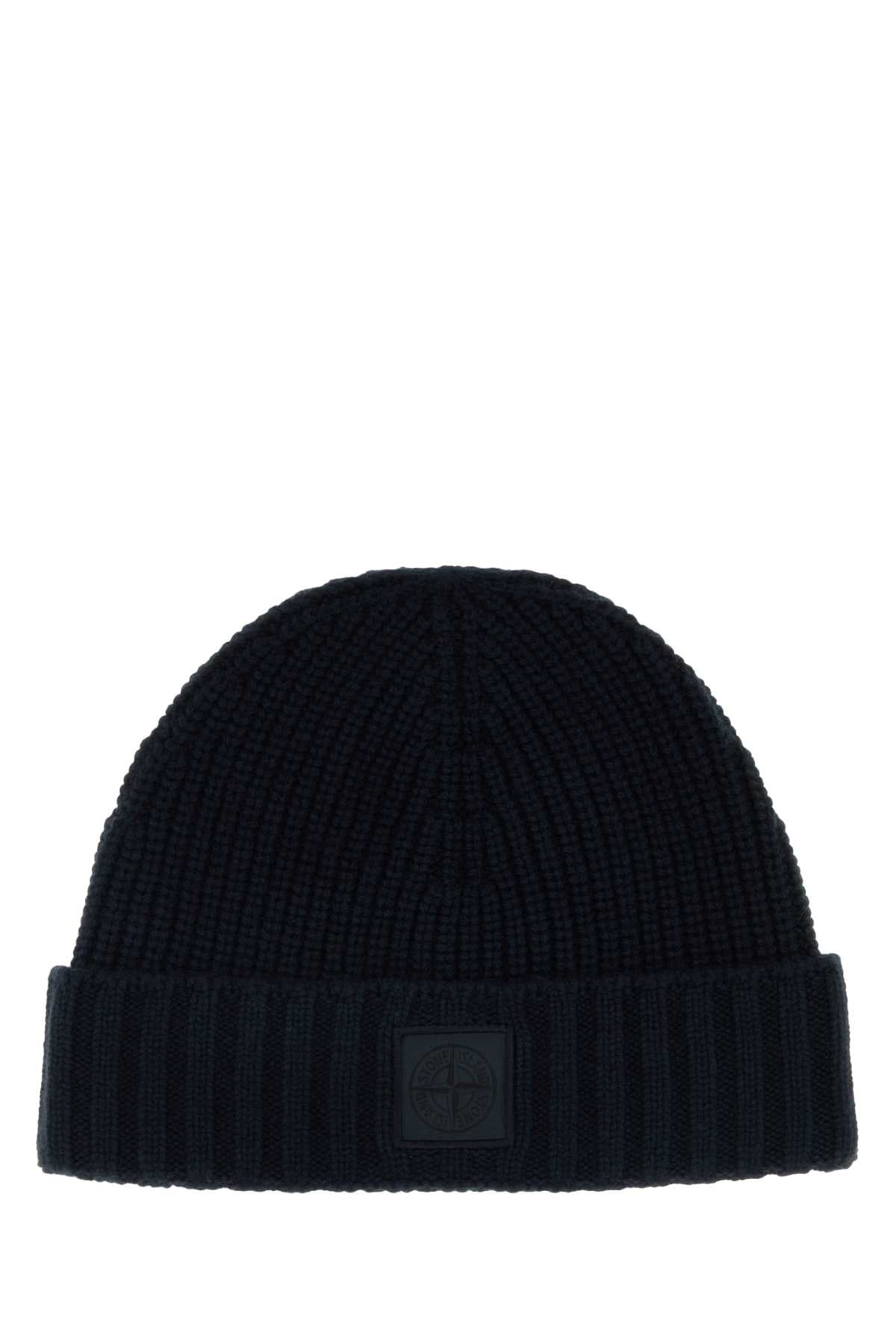 Stone Island Men Midnight Blue Cashmere Beanie Hat STONE ISLAND