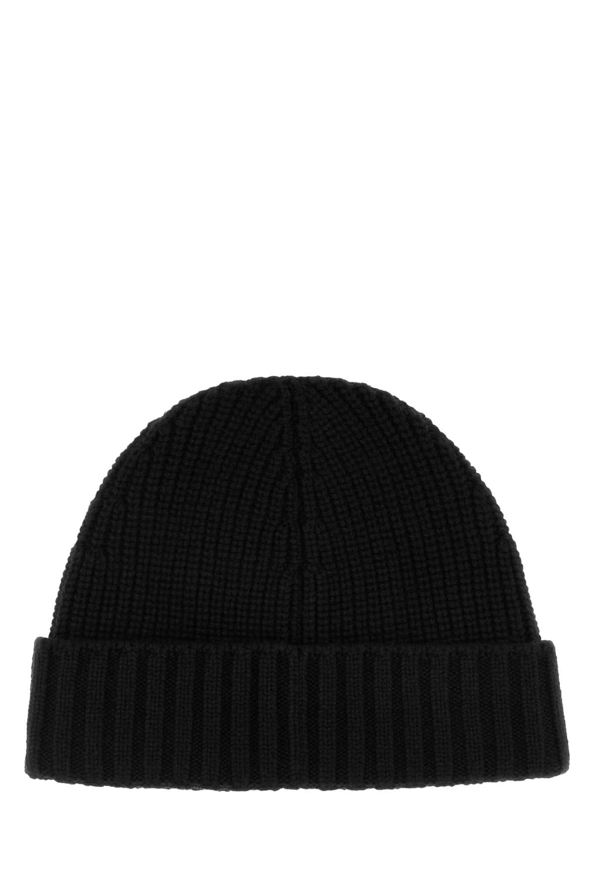 Stone Island Men Black Cashmere Beanie Hat STONE ISLAND