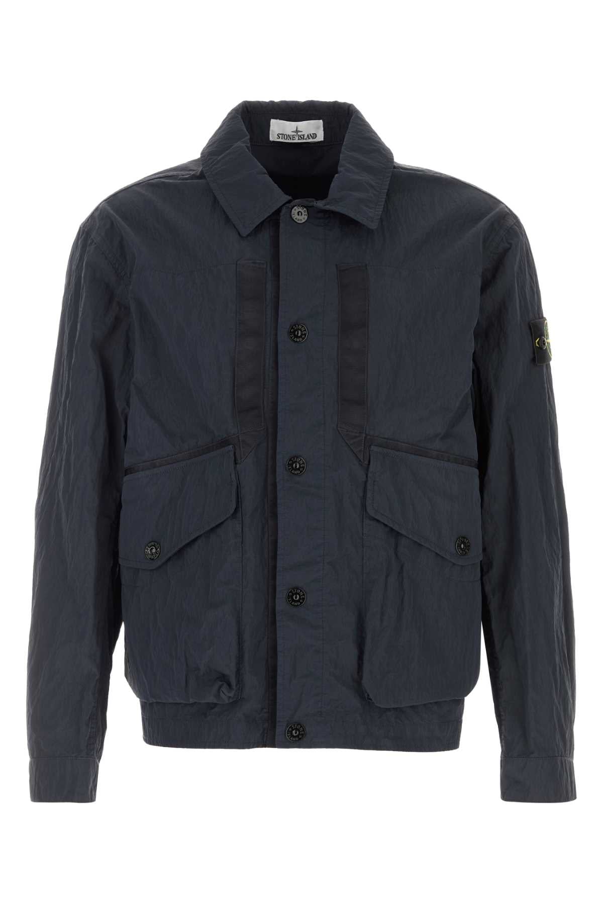 Stone Island Men Dark Blue Nylon Windbreaker STONE ISLAND