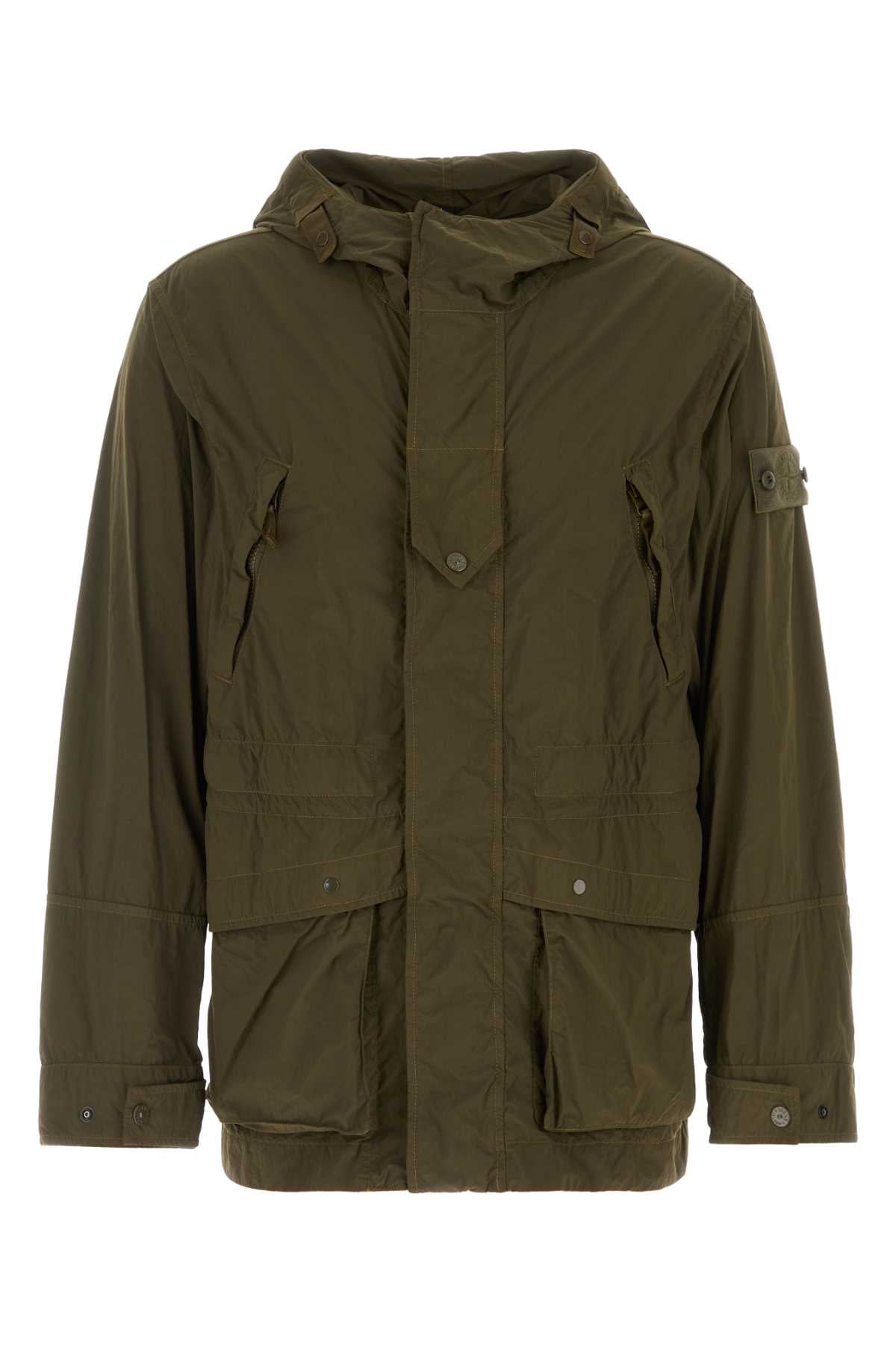 Stone Island Men Olive Green Nylon Parka STONE ISLAND