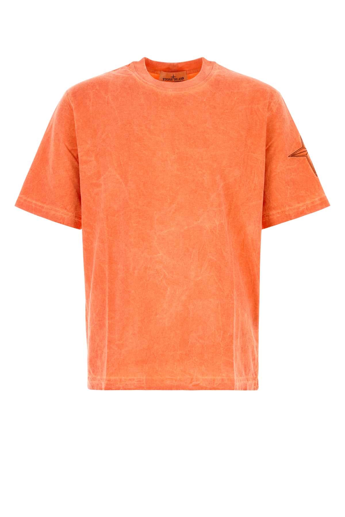Stone Island Men Orange Cotton T-Shirt STONE ISLAND