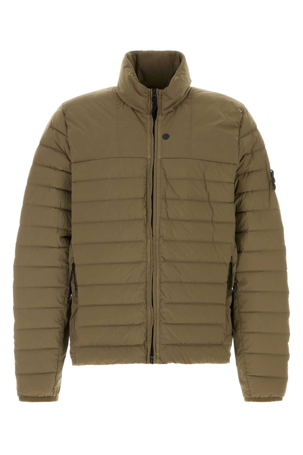 Stone Island Men Army Green Stretch Nylon Jacket STONE ISLAND