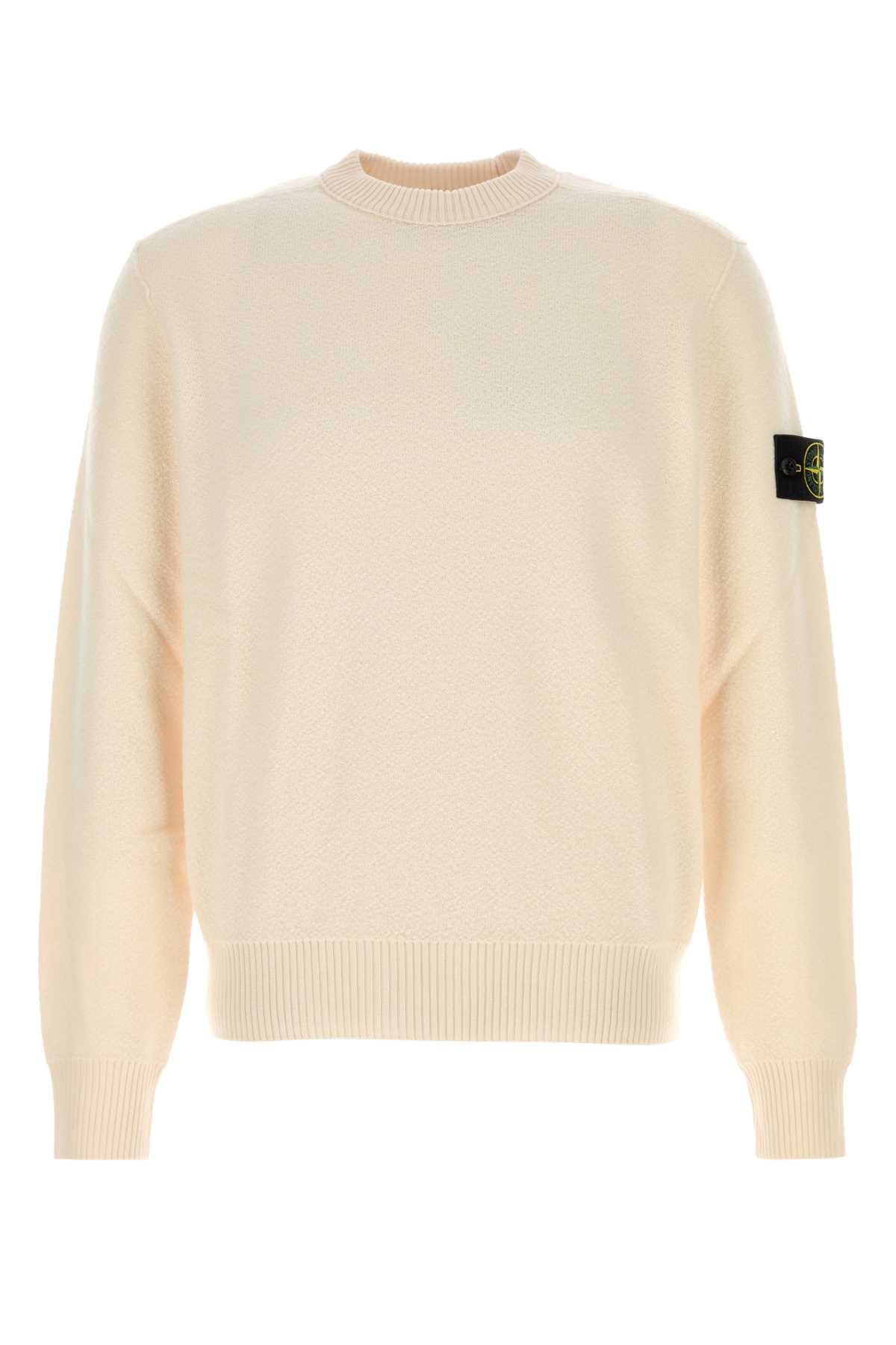 Stone Island Men Ivory Wool Sweater STONE ISLAND