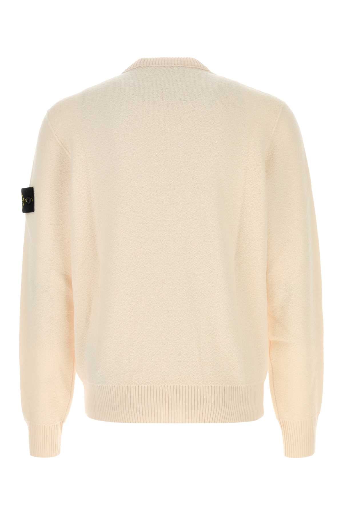Stone Island Men Ivory Wool Sweater STONE ISLAND