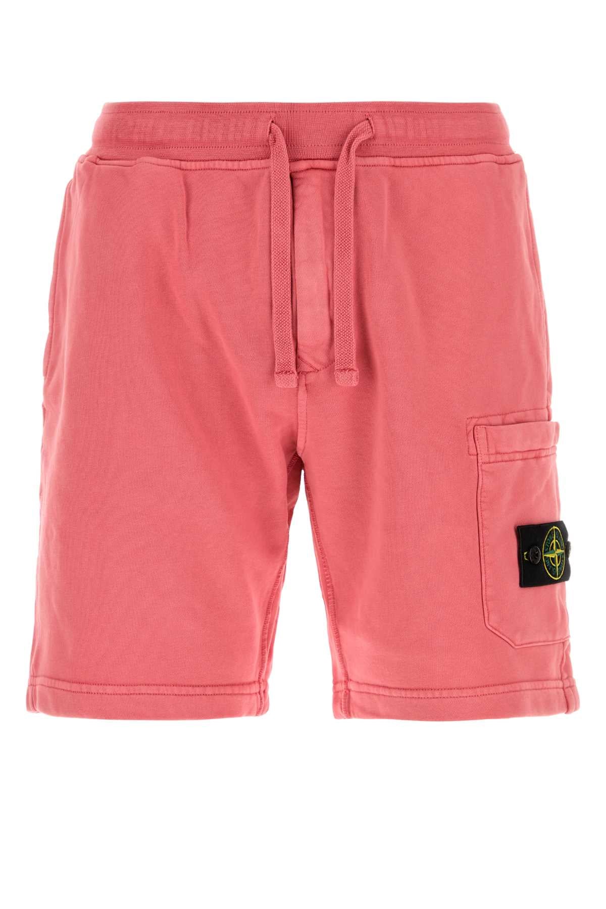 Stone Island Men Dark Pink Cotton Bermuda Shorts STONE ISLAND