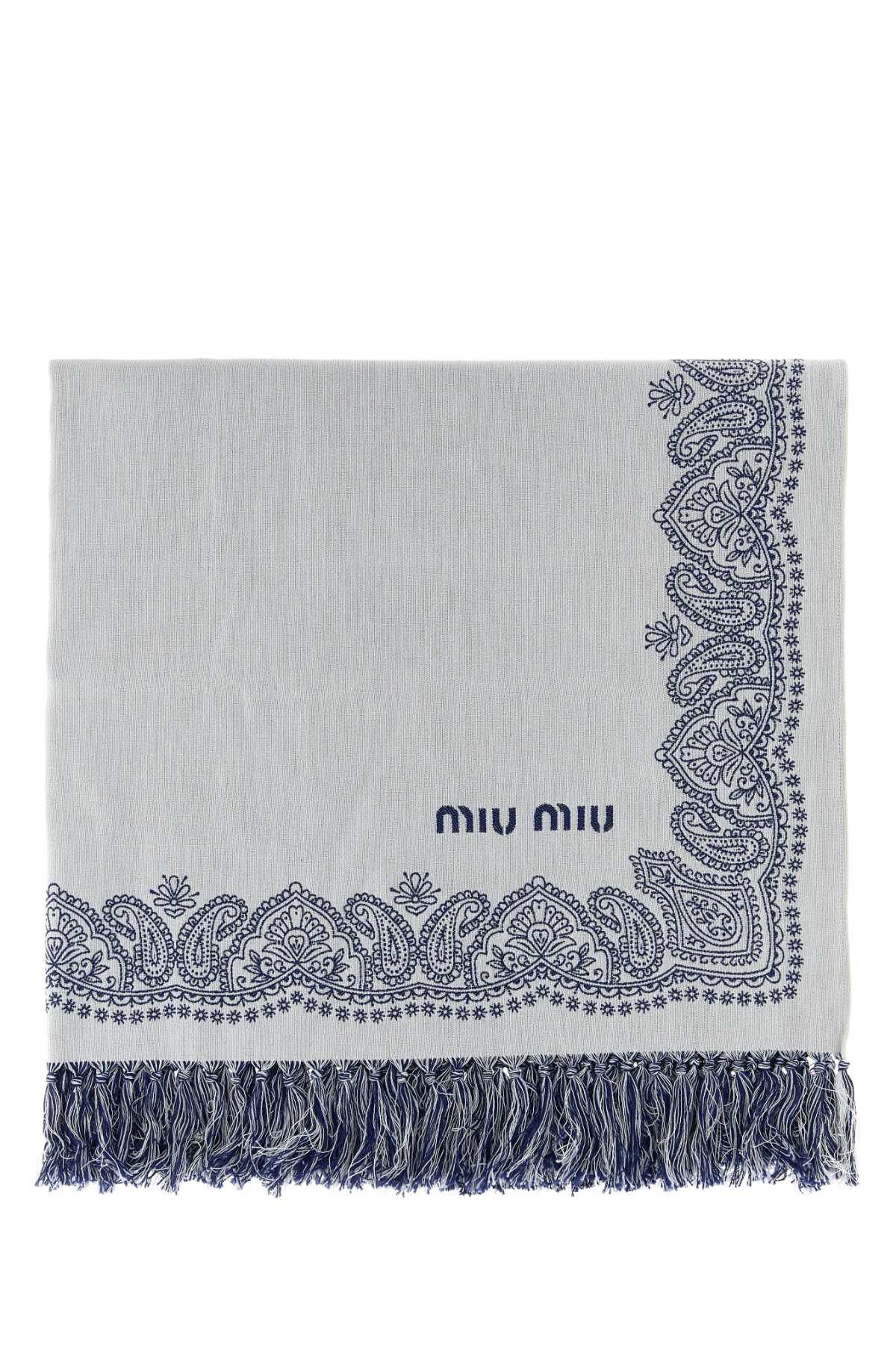 Miu Miu Women White Cotton Beach Towel MIU MIU