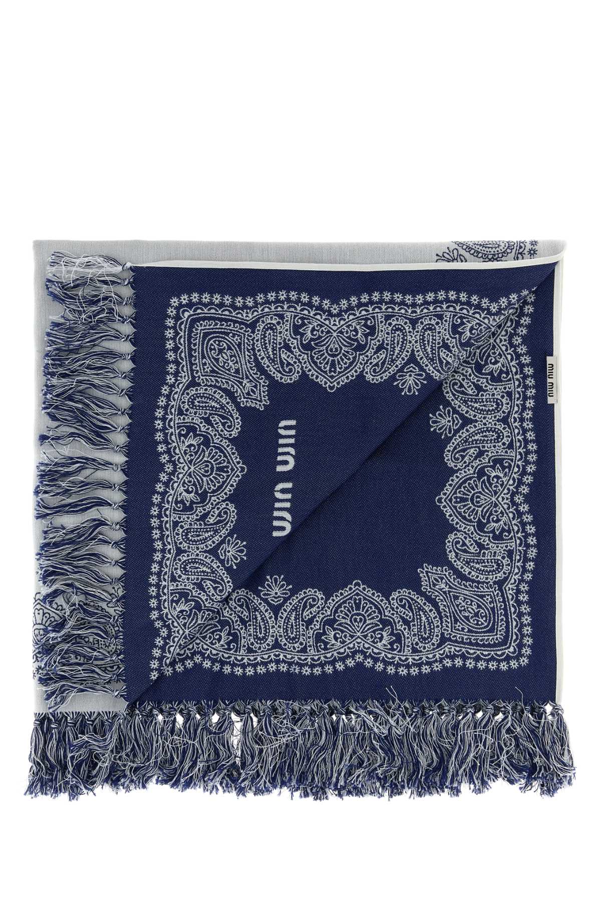 Miu Miu Women White Cotton Beach Towel MIU MIU