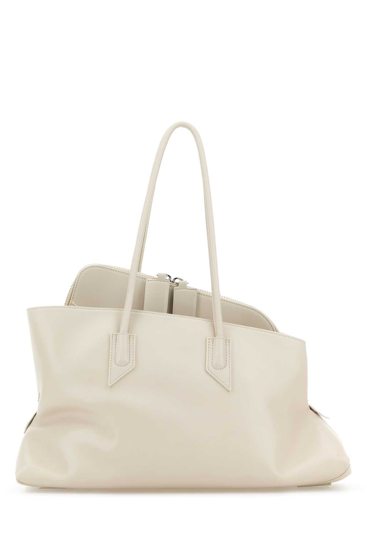 The Attico Women Ivory Leather Medium La Passeggiata Shoulder Bag THE ATTICO