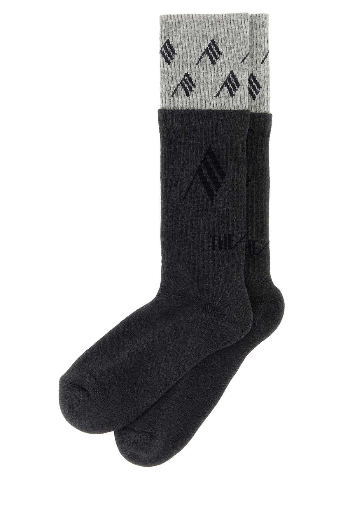 The Attico Women Dark Grey Stretch Cotton Blend Socks THE ATTICO