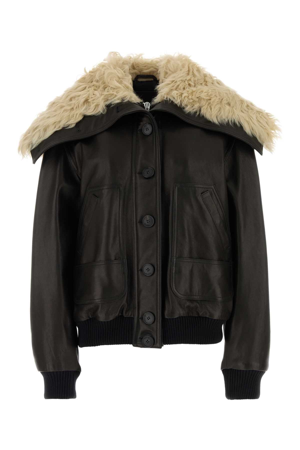 The Attico Women Dark Brown Leather Jacket THE ATTICO