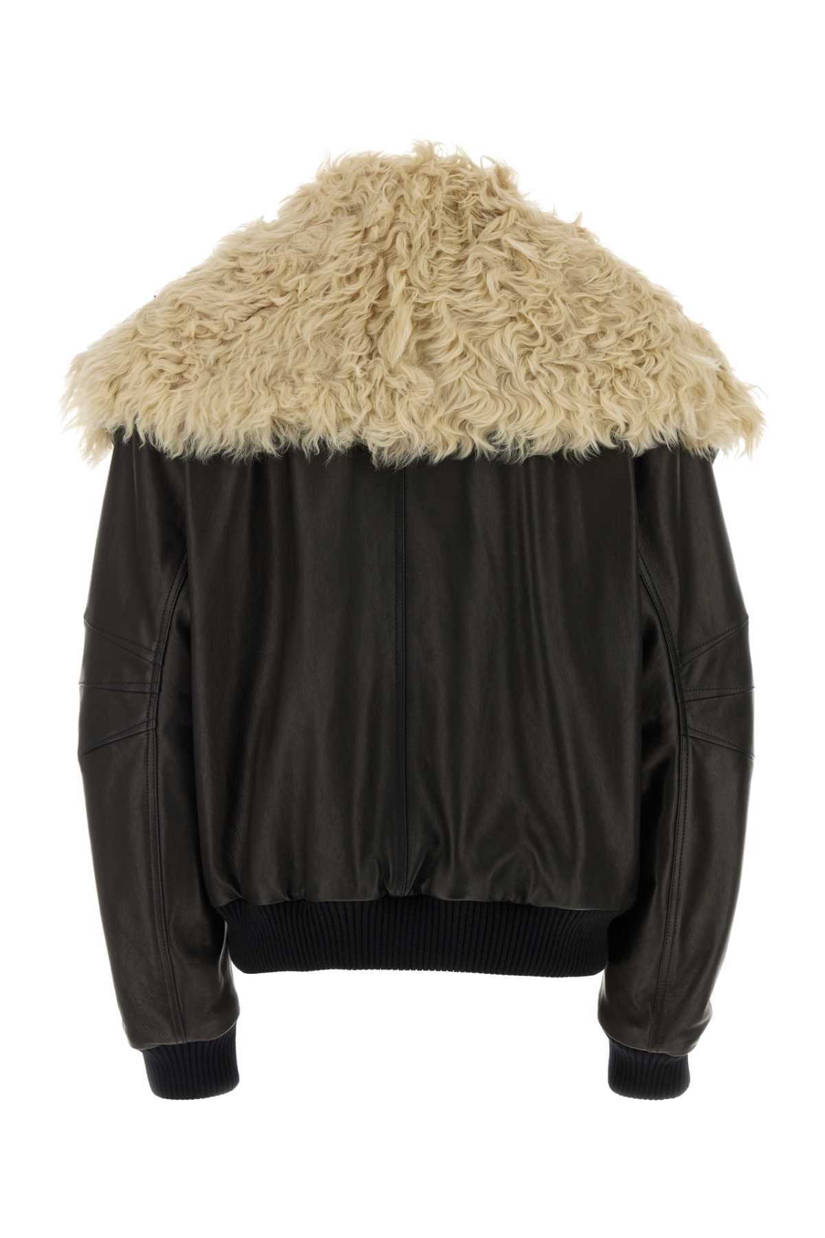 The Attico Women Dark Brown Leather Jacket THE ATTICO