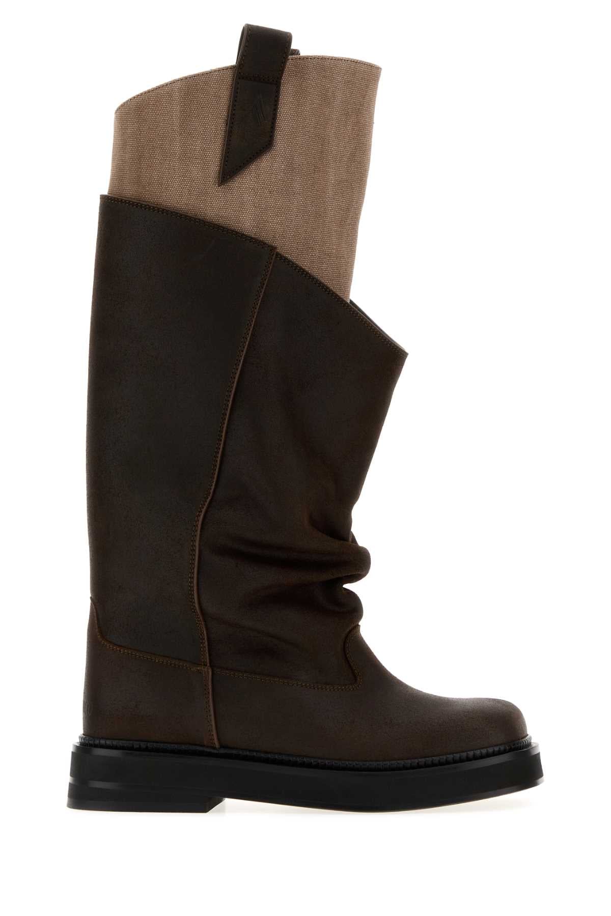 The Attico Women Chocolate Leather New Robin Passeggiata Boots THE ATTICO
