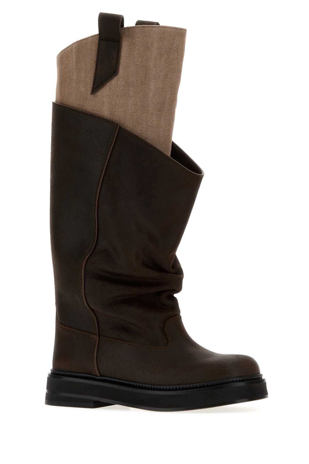 The Attico Women Chocolate Leather New Robin Passeggiata Boots THE ATTICO