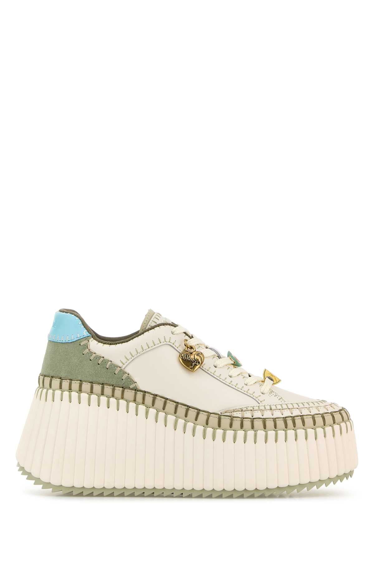 Chloe Women Ivory Leather Nama Sneakers CHLOE