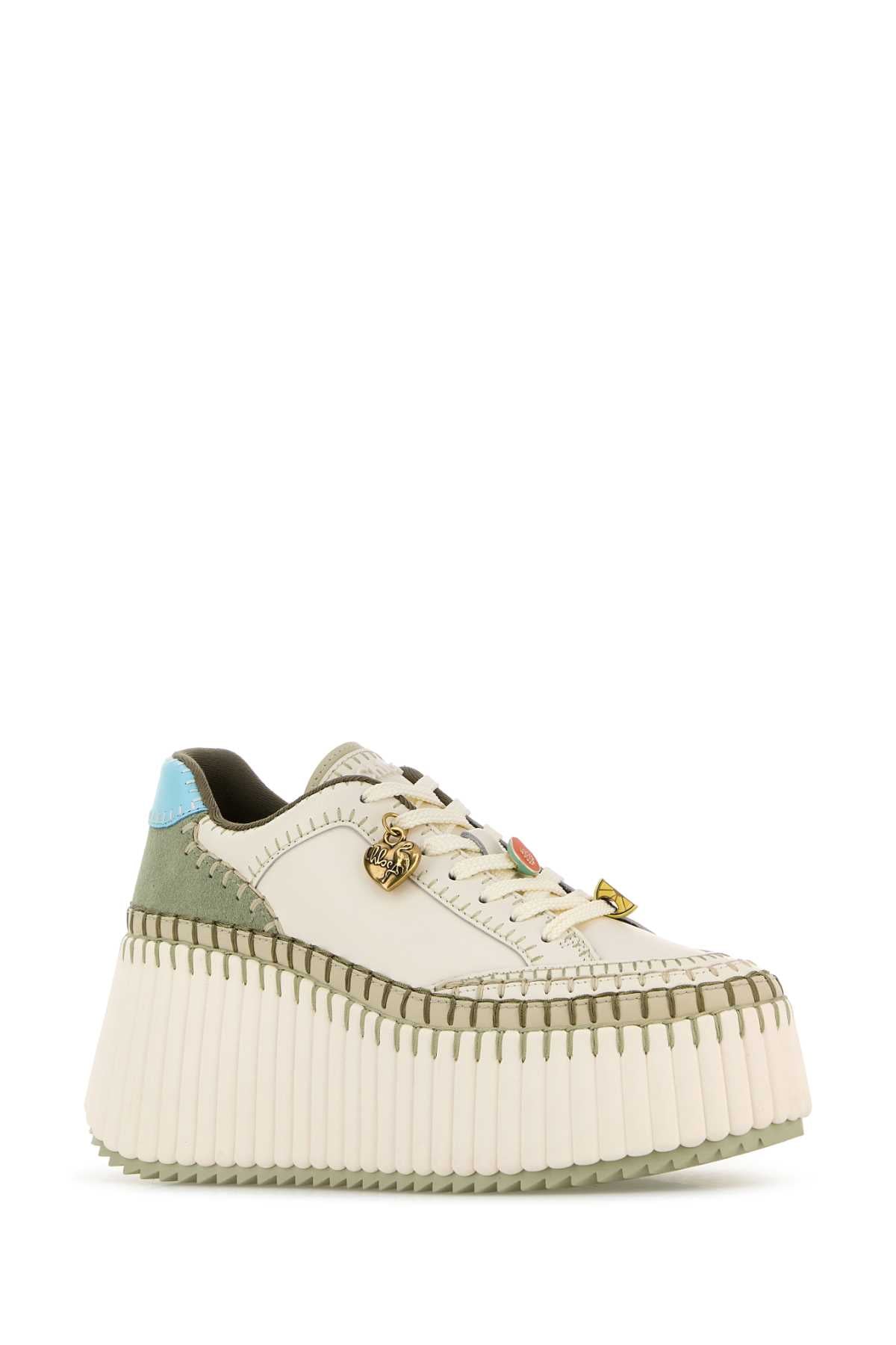 Chloe Women Ivory Leather Nama Sneakers CHLOE