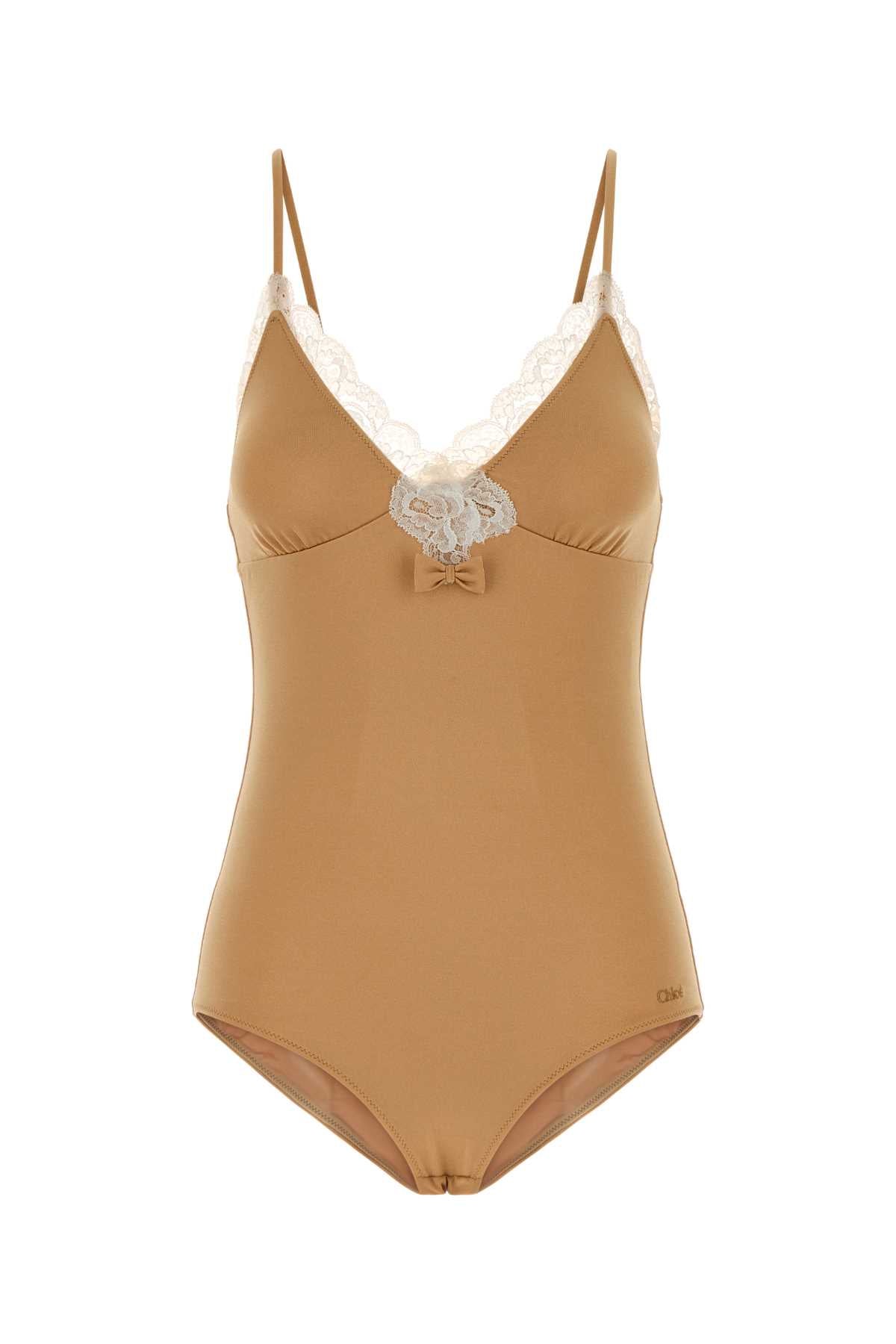 Chloe Women Skin Pink Stretch Nylon Bodysuit CHLOE