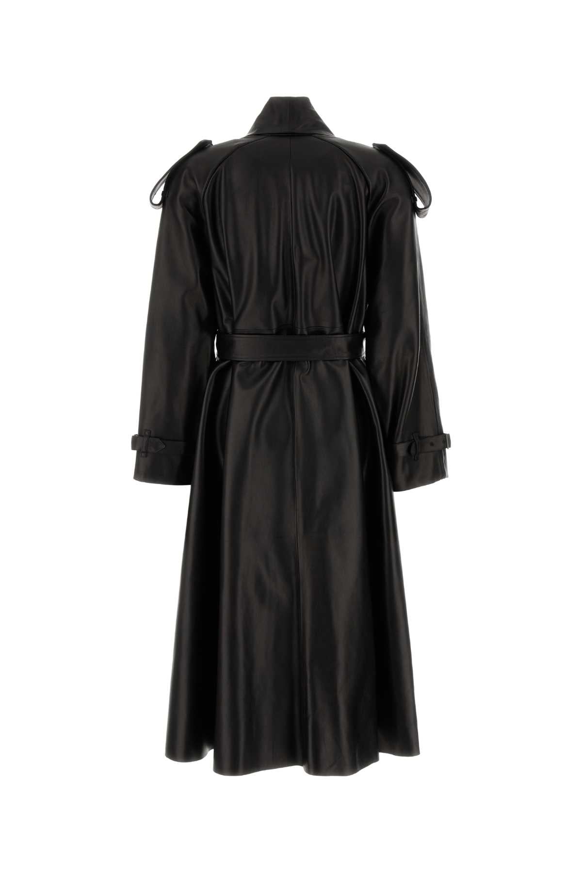 Burberry Women Black Leather Lemlair Coat BURBERRY
