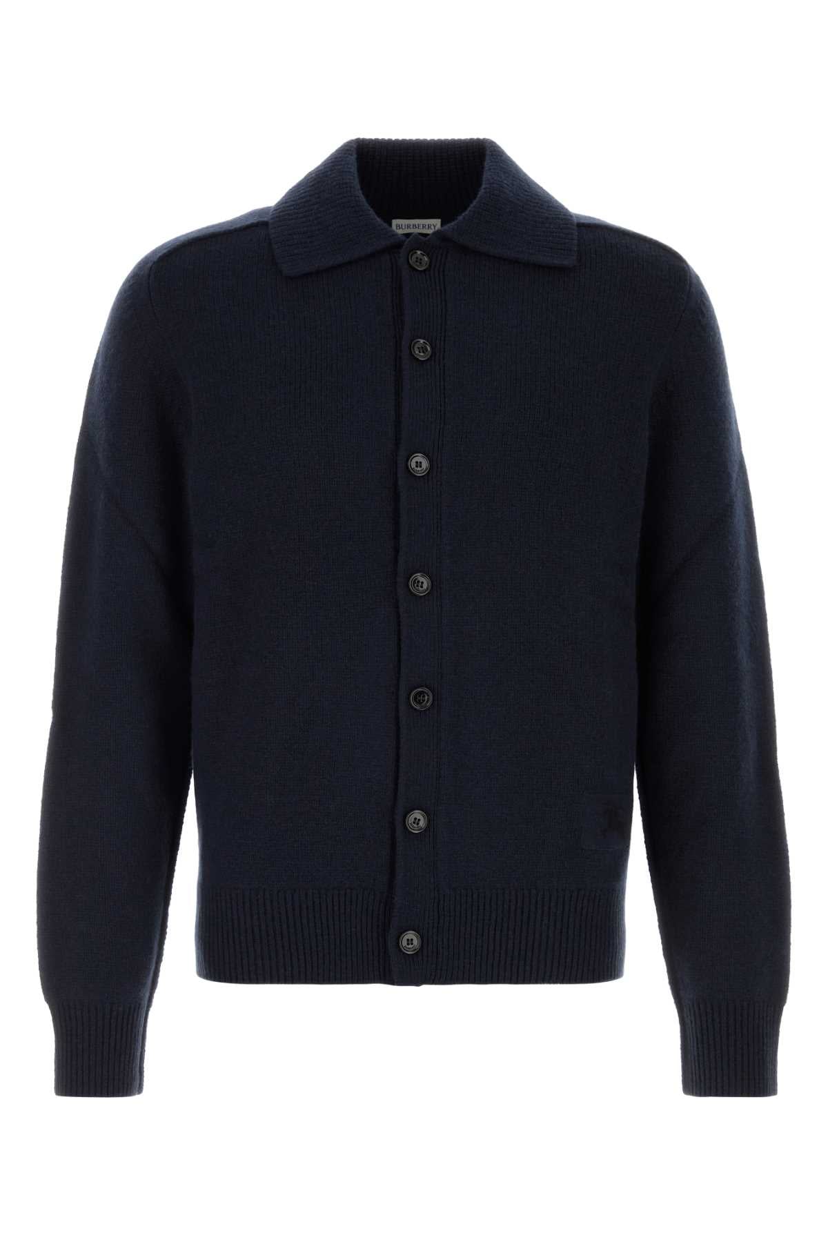 Burberry Men Midnight Blue Stretch Cashmere Blend Cardigan BURBERRY