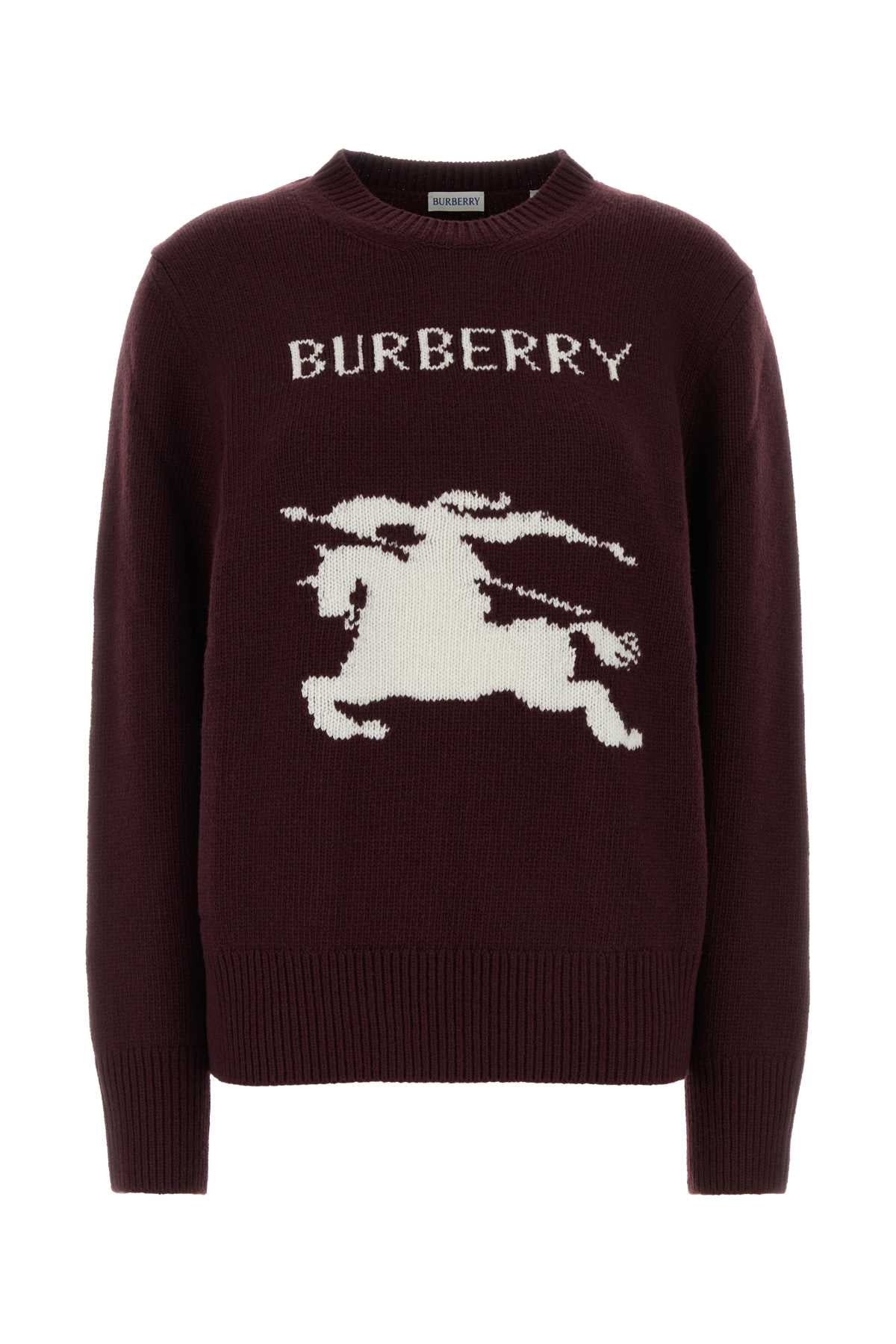 Burberry Women Aubergine Wool Blend Sweater BURBERRY
