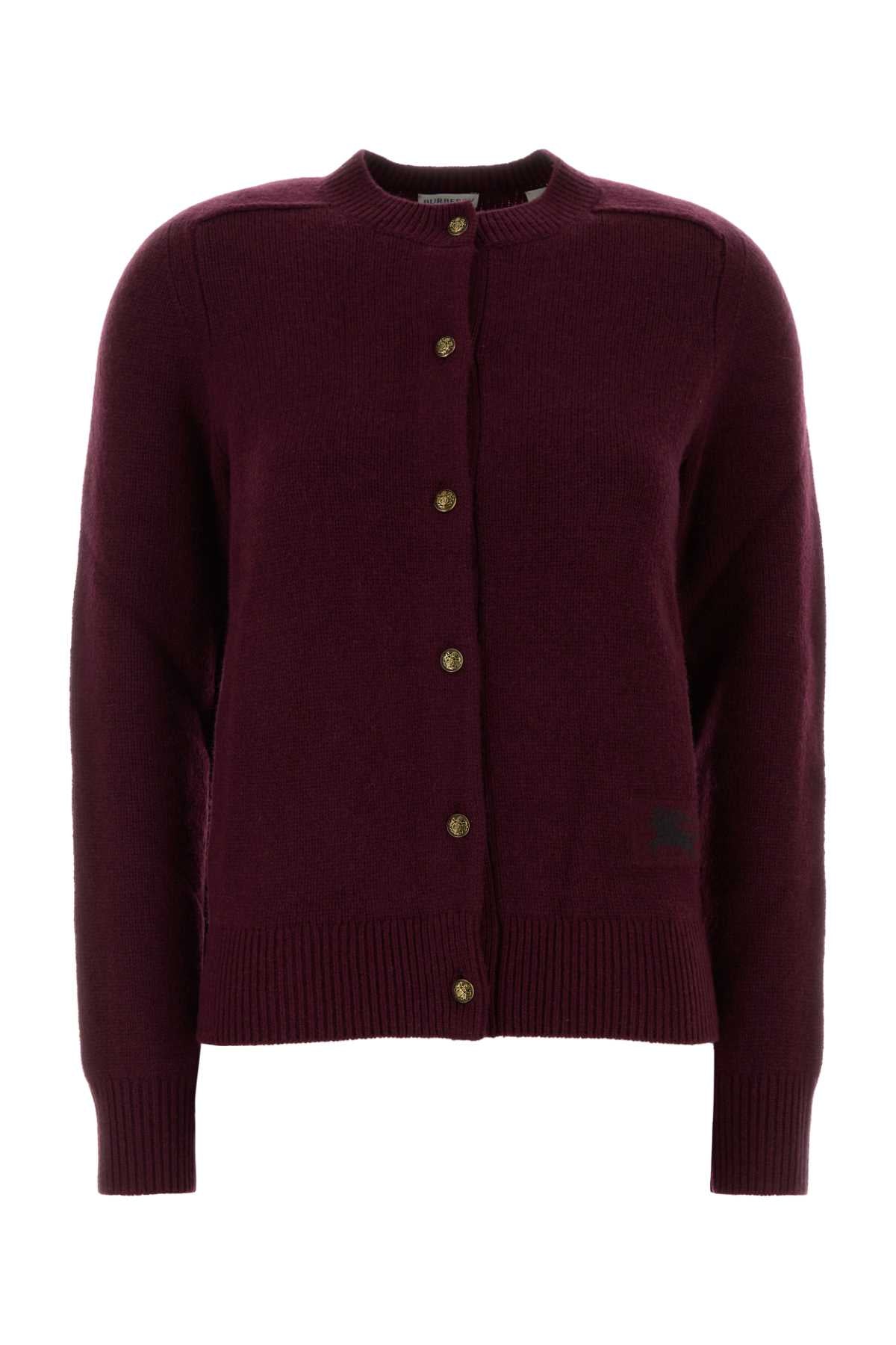 Burberry Women Grape Stretch Cashmere Blend Cardigan BURBERRY