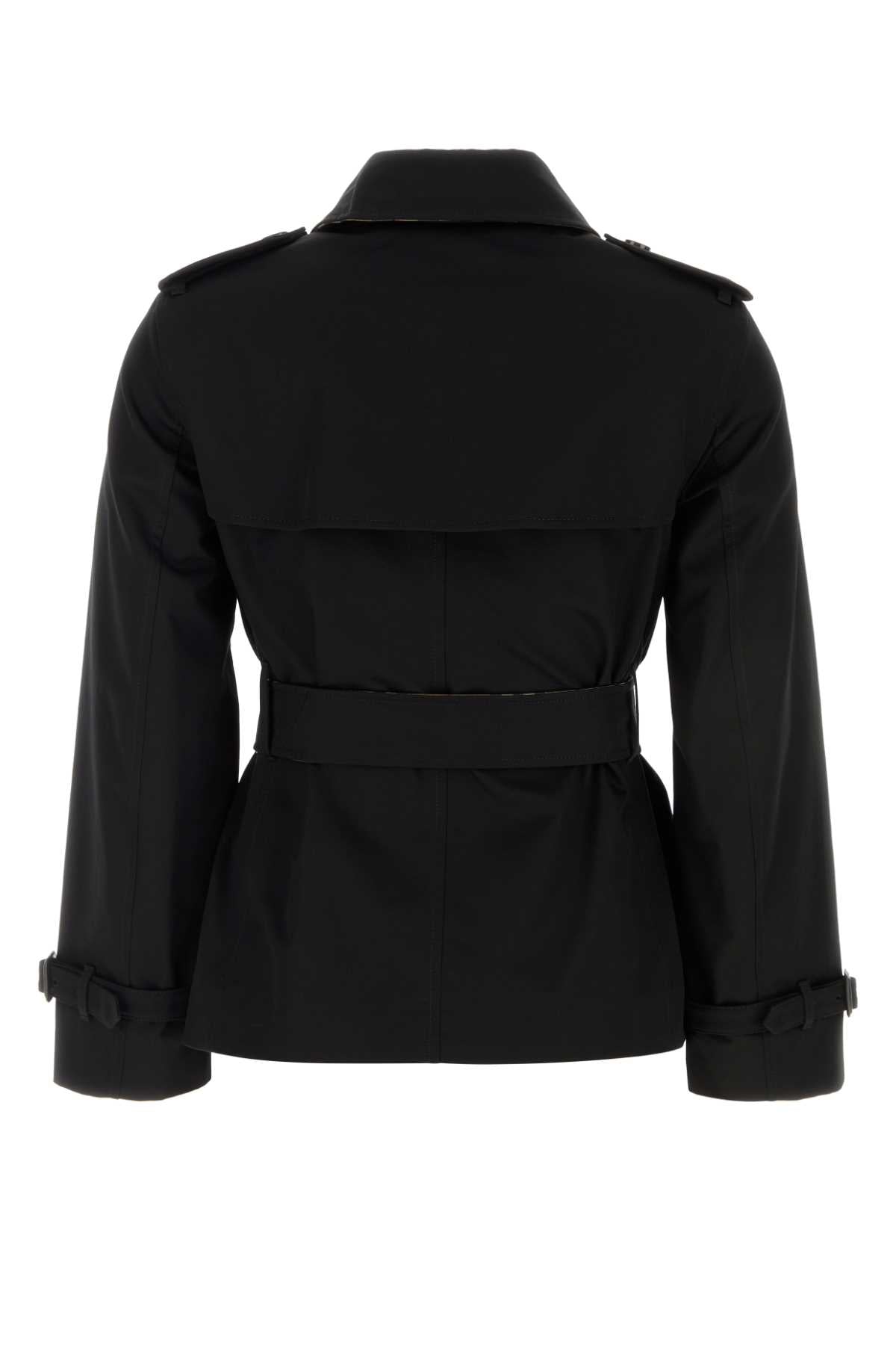 Burberry Women Black Gabardine Lakefield Trench Coat BURBERRY