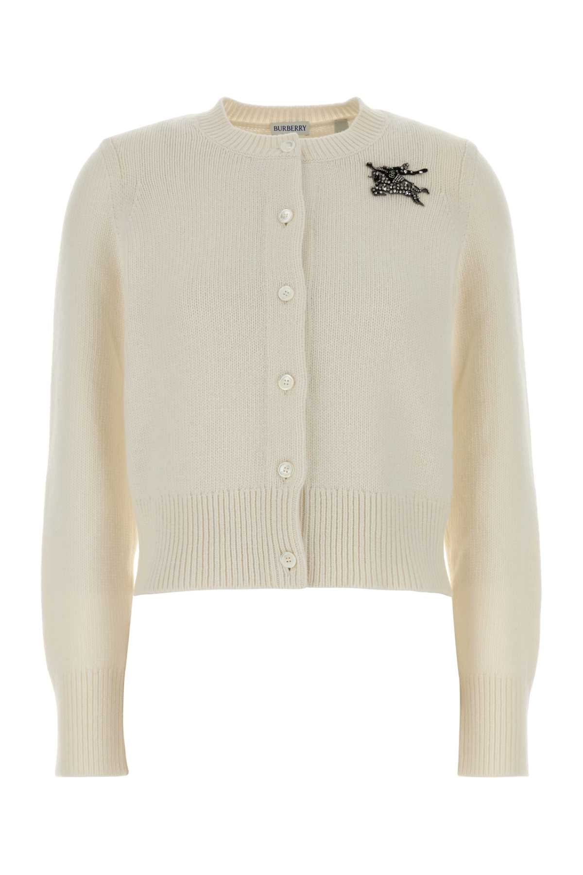 Burberry Women Ivory Wool Blend Cardigan BURBERRY