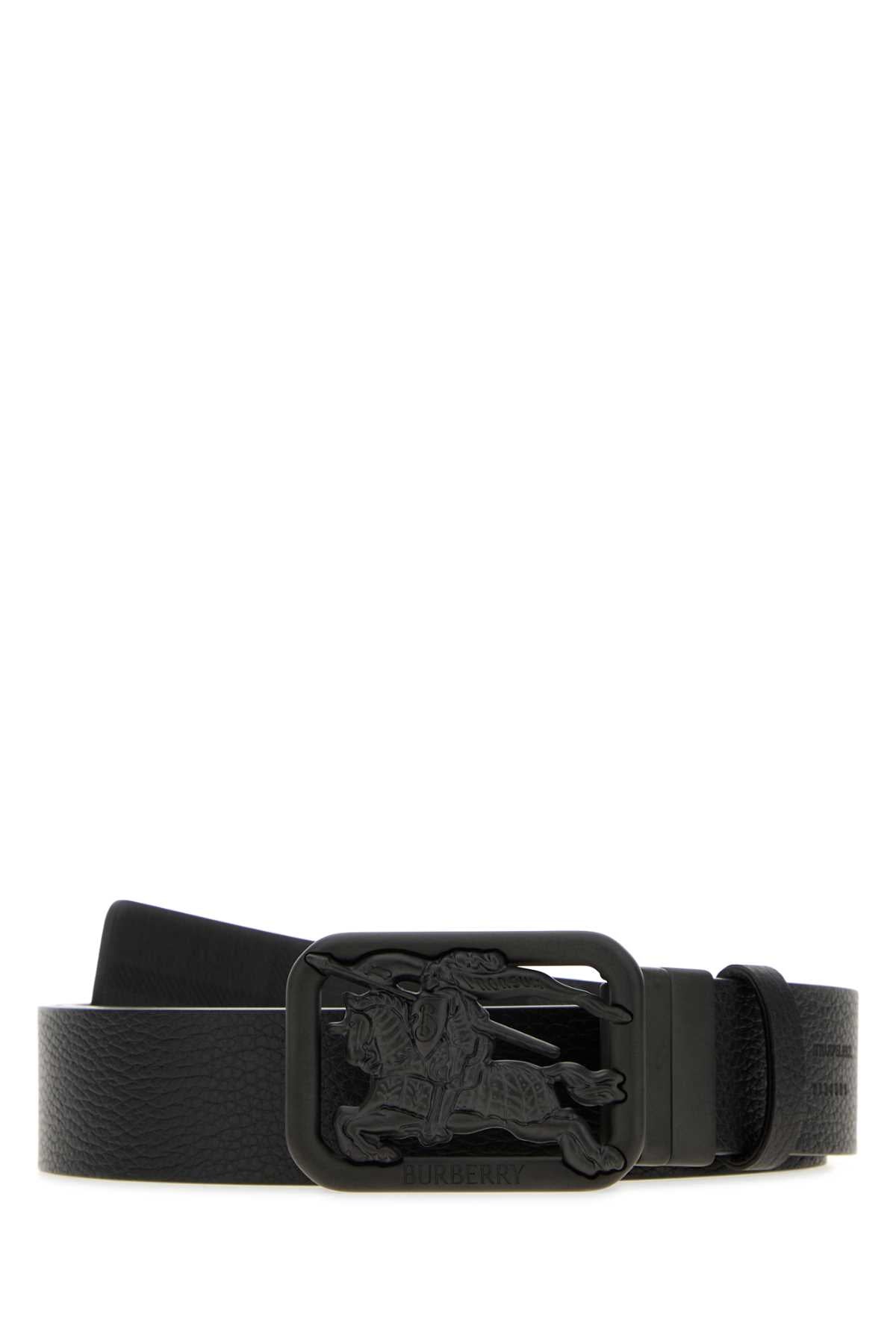 Burberry Men Black Leather Reversible Rider Belt BURBERRY