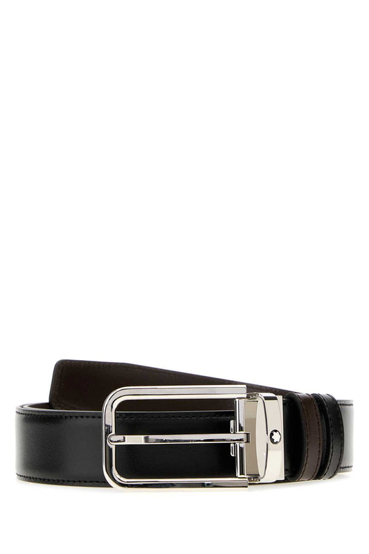 Montblanc Men Black Leather Reversible Belt MONTBLANC