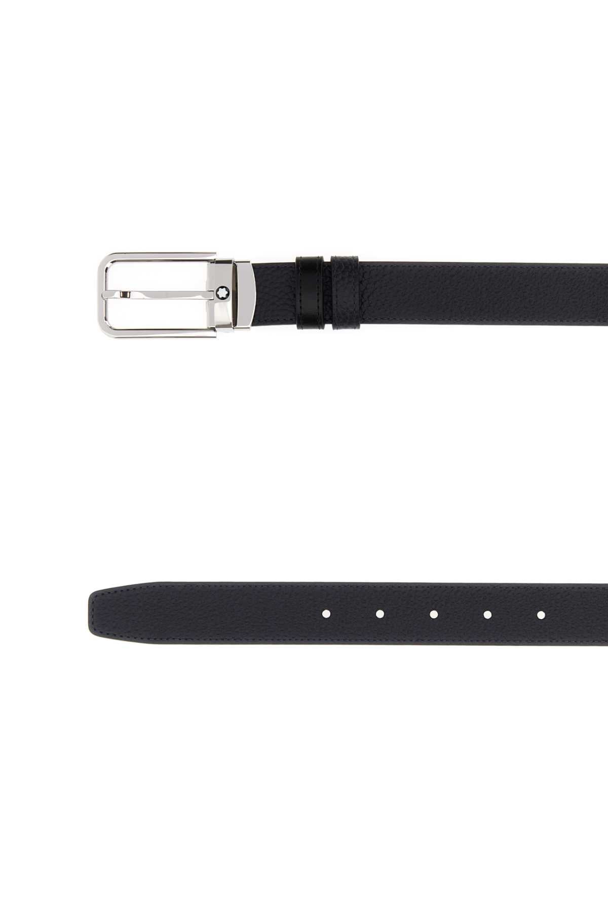 Montblanc Men Midnight Blue Leather Reversible Belt MONTBLANC
