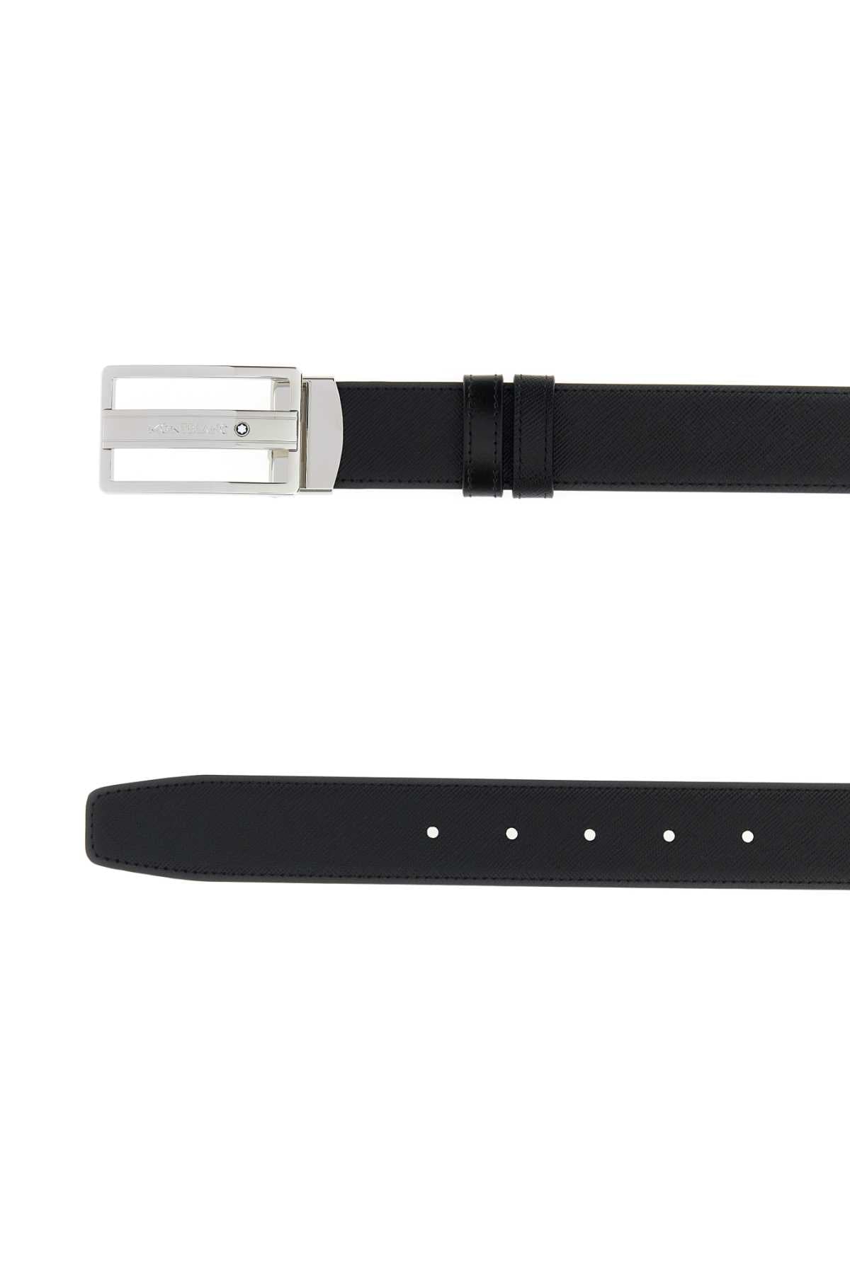 Montblanc Men Black Leather Reversible Belt MONTBLANC