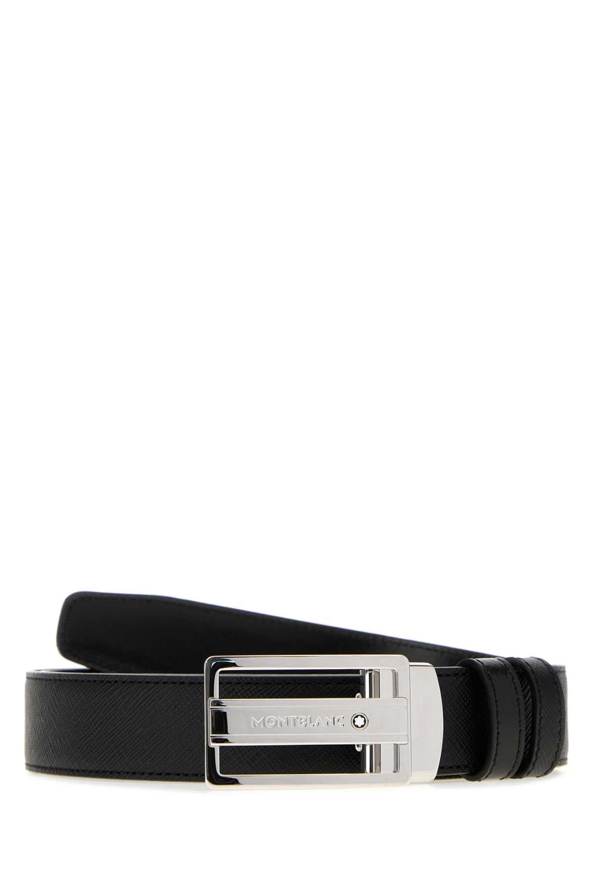 Montblanc Men Black Leather Belt MONTBLANC