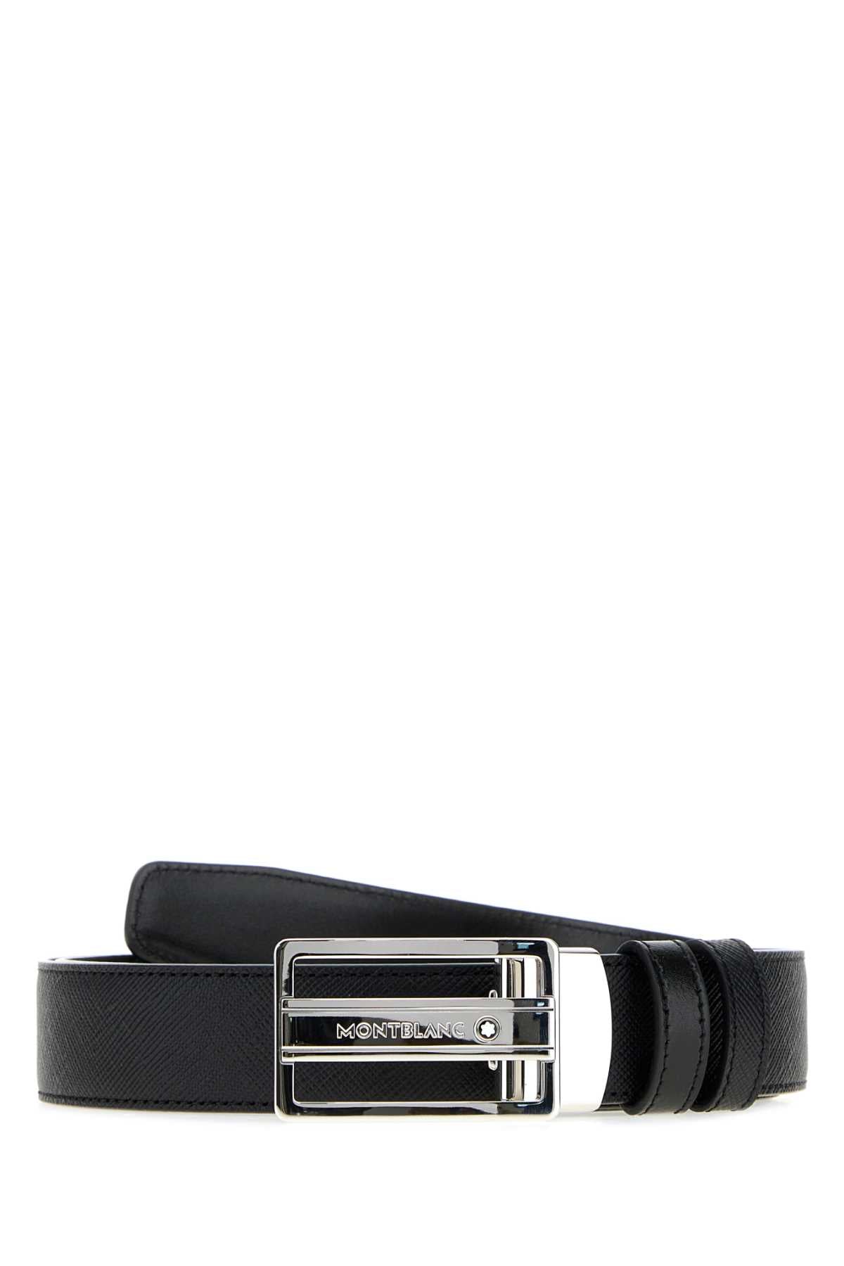 Montblanc Men Black Leather Reversible Belt MONTBLANC
