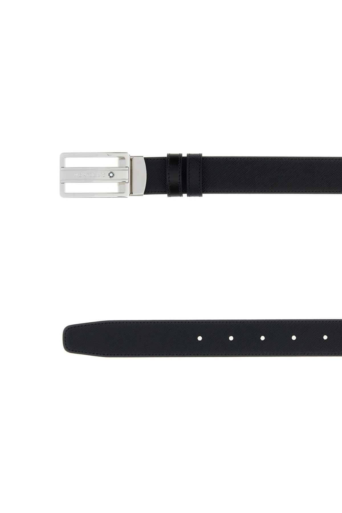 Montblanc Men Black Leather Reversible Belt MONTBLANC