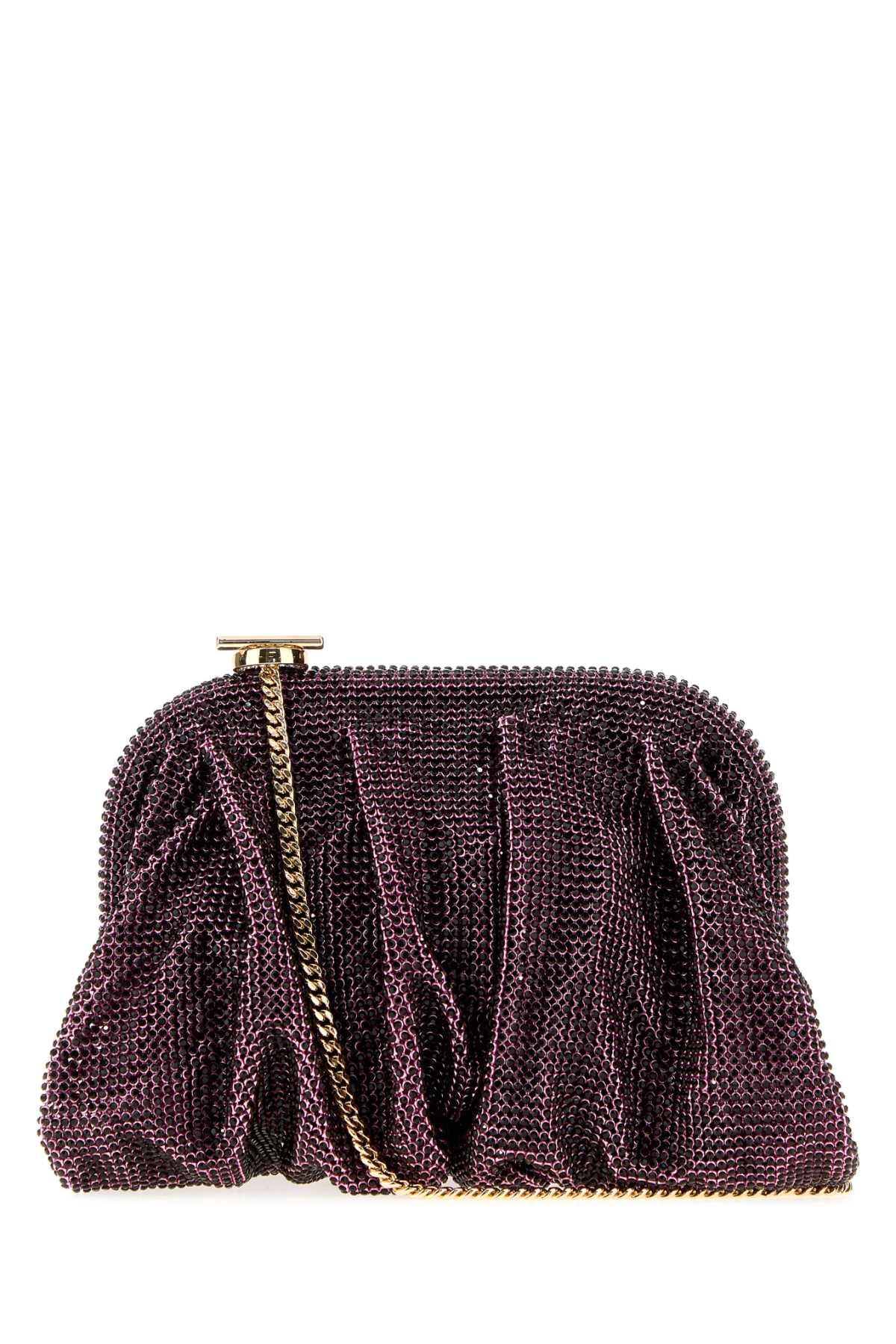 Benedetta Bruzziches Women Purple Rhinestones Knit La Petite Venus Clutch BENEDETTA BRUZZICHES