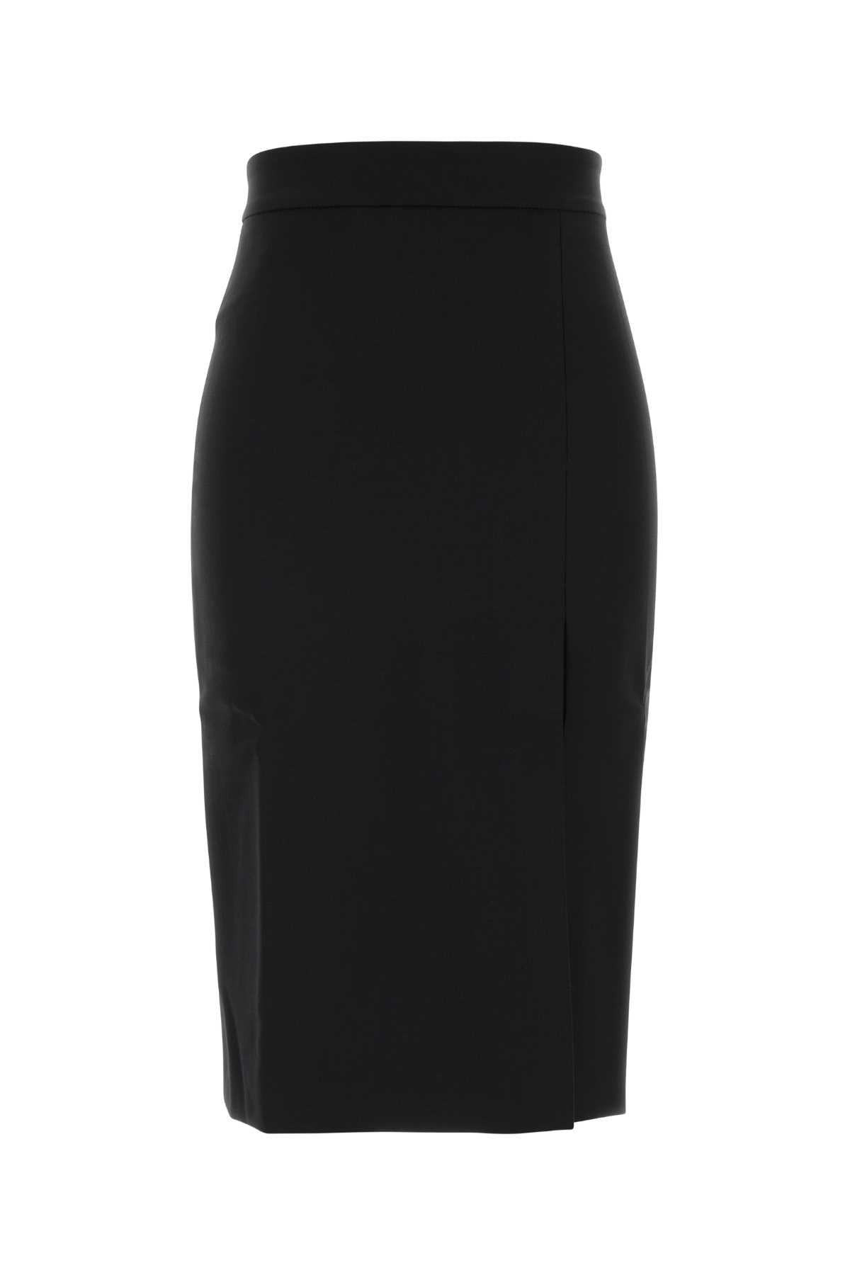 The Andamane Women Black Stretch Gabardine Skirt THE ANDAMANE