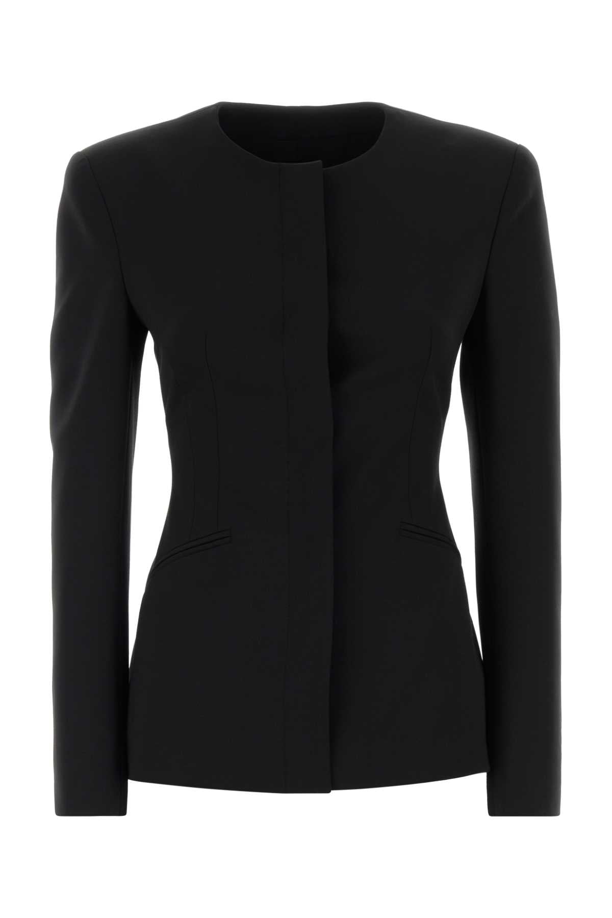 The Andamane Women Black Stretch Gabardine Melanie Blazer THE ANDAMANE