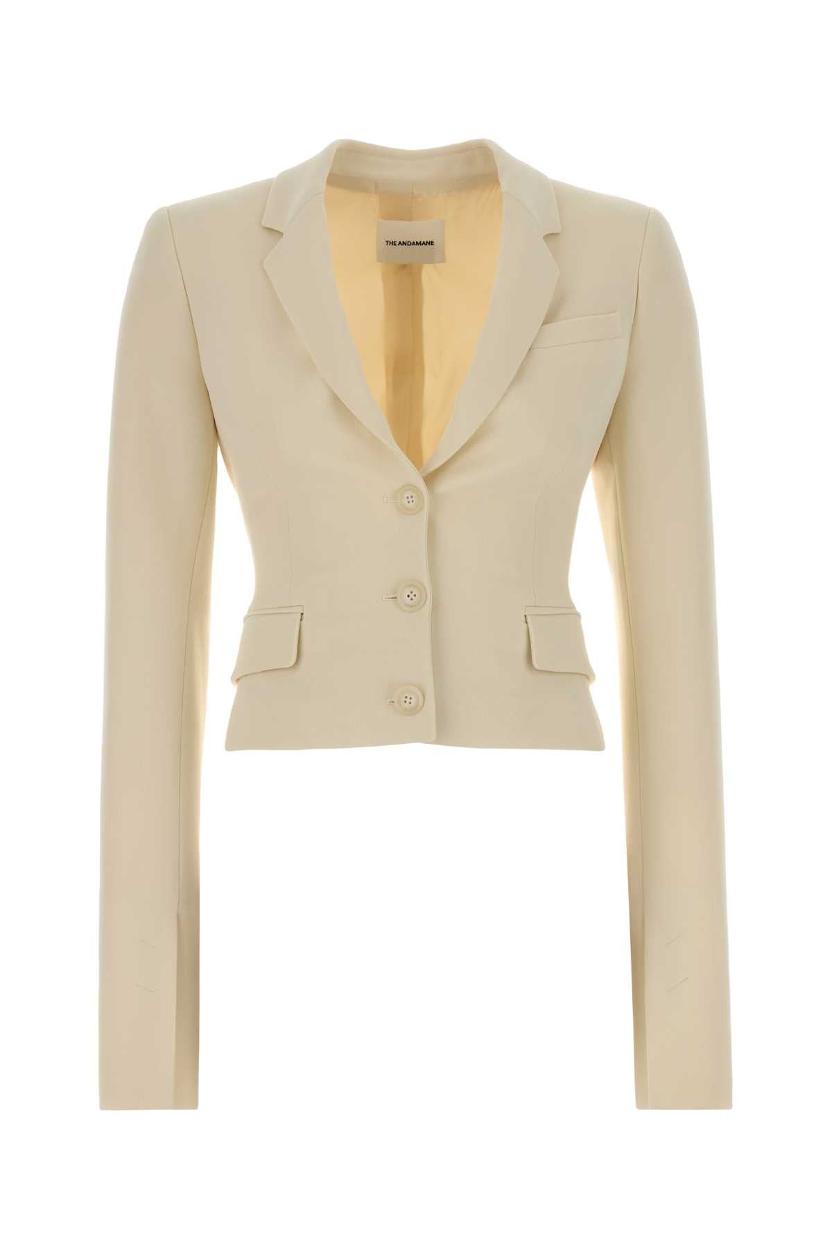 The Andamane Women Cream Crepe Zefira Blazer THE ANDAMANE