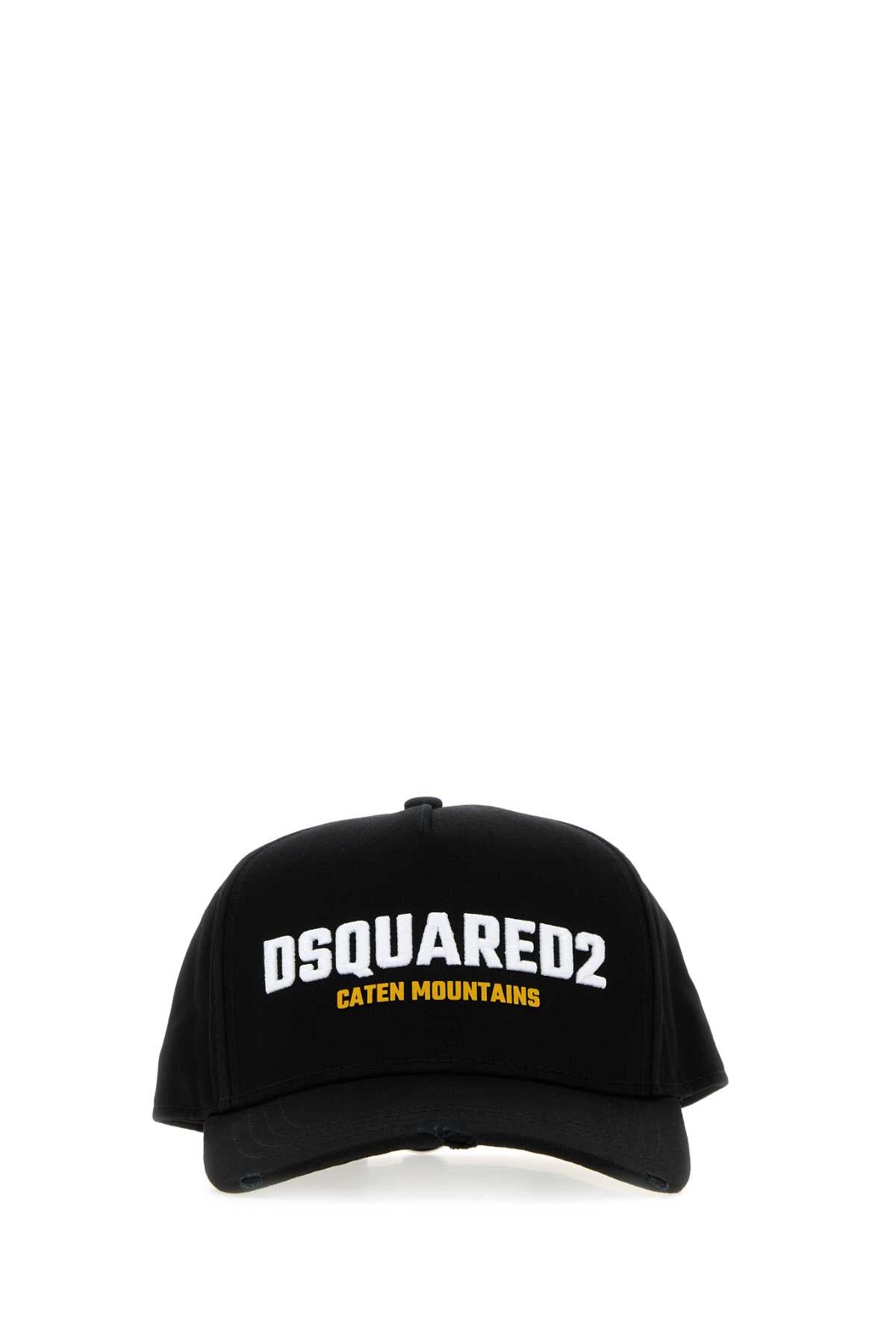 Dsquared Men Black Gabardine Baseball Cap DSQUARED2