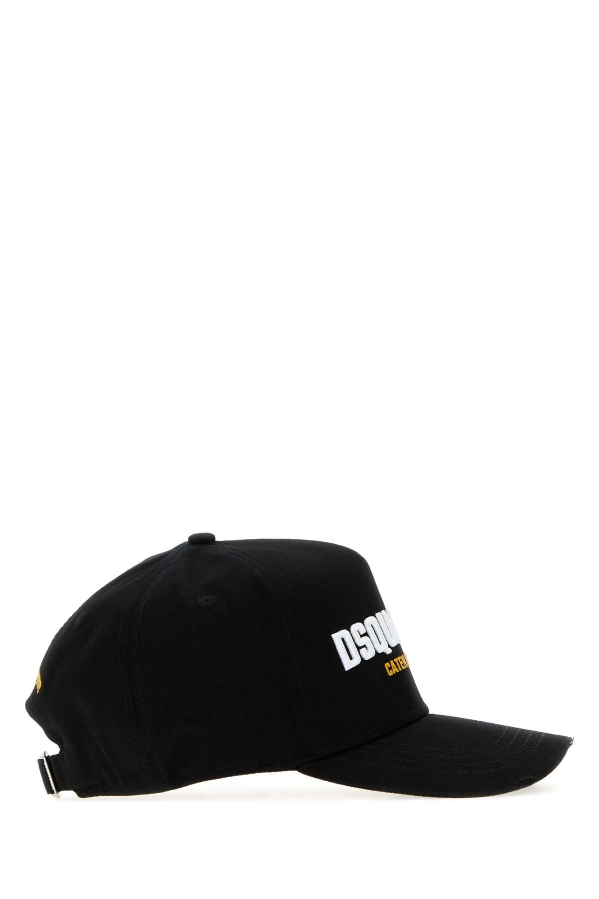 Dsquared Men Black Gabardine Baseball Cap DSQUARED2